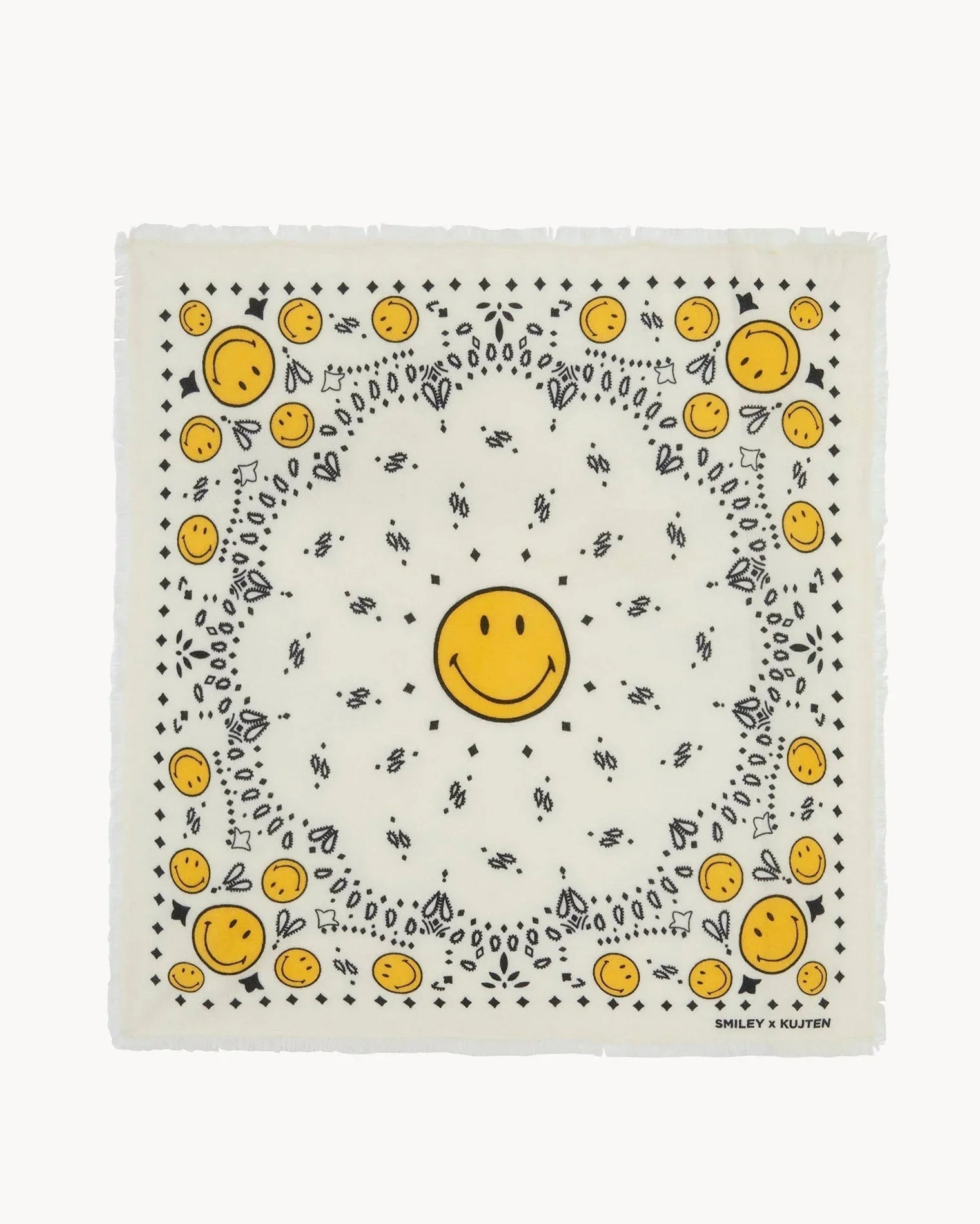 KUJTEN Large Bandana Hachiko Smiley White - Bandana