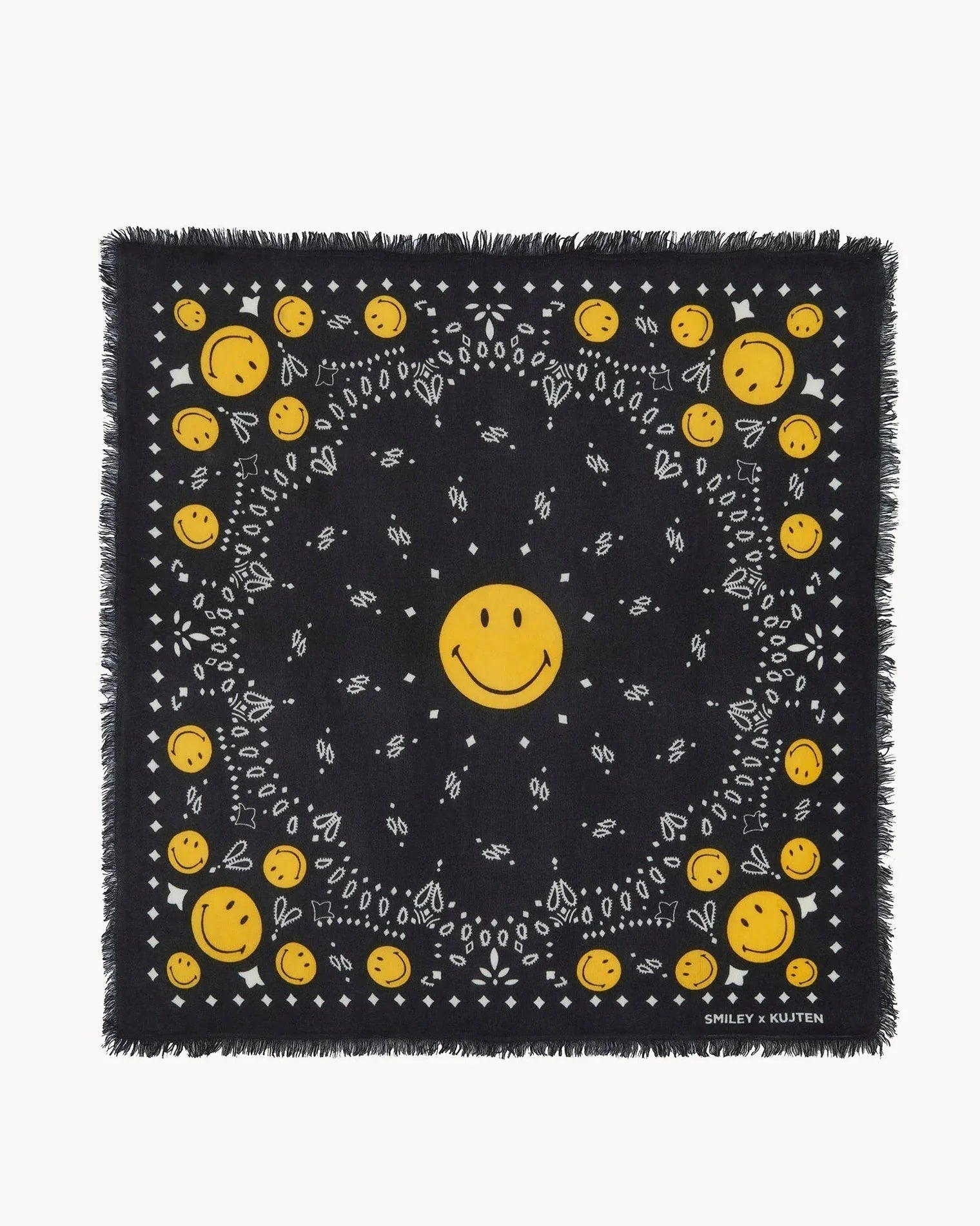 KUJTEN Large Bandana Hachiko Smiley Black - Bandana