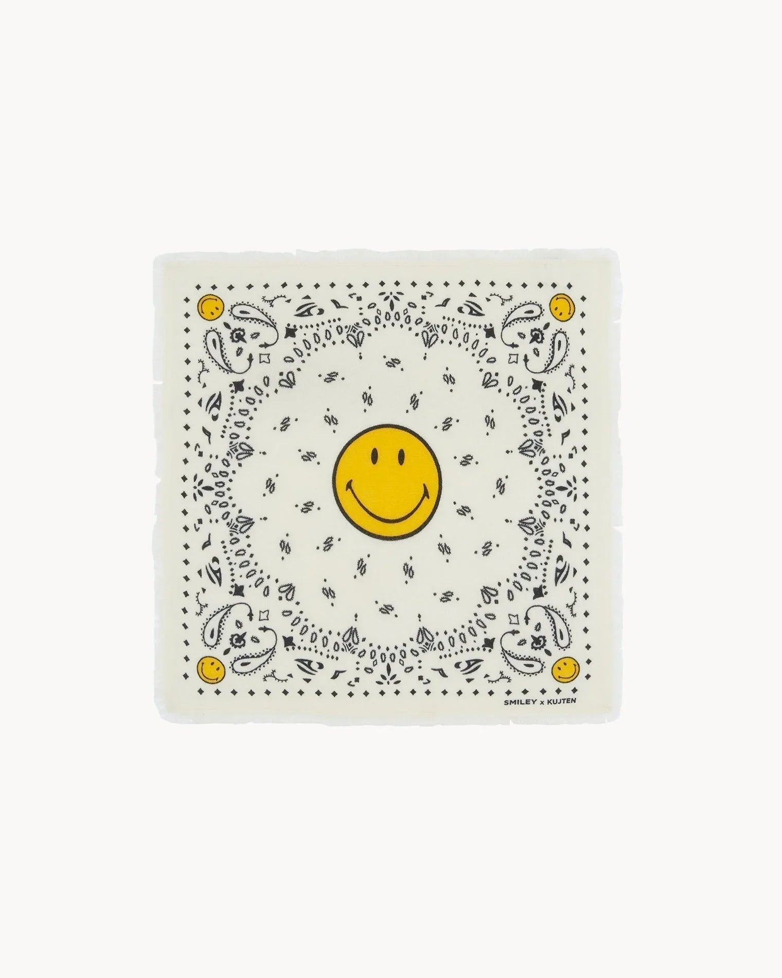 KUJTEN Small Bandana Hachi Smiley White - Bandana