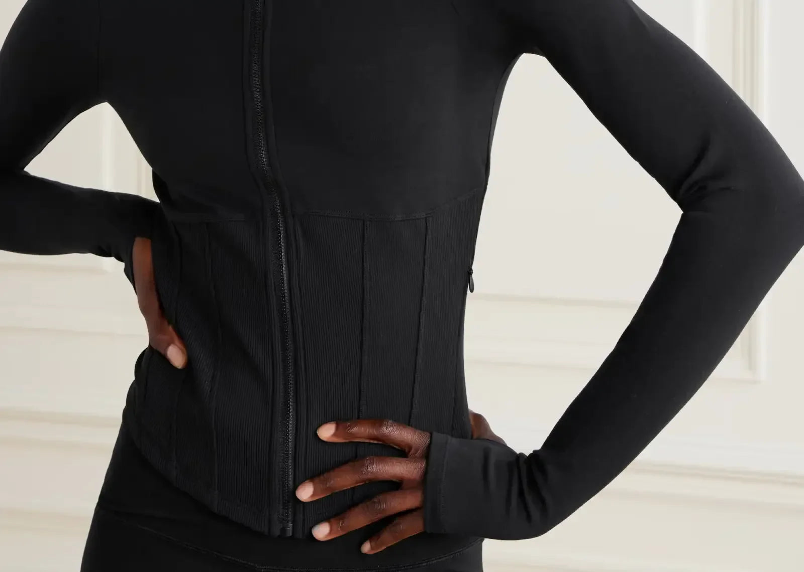 Alo Yoga Airbrush Ribbed Corset Jacket Black