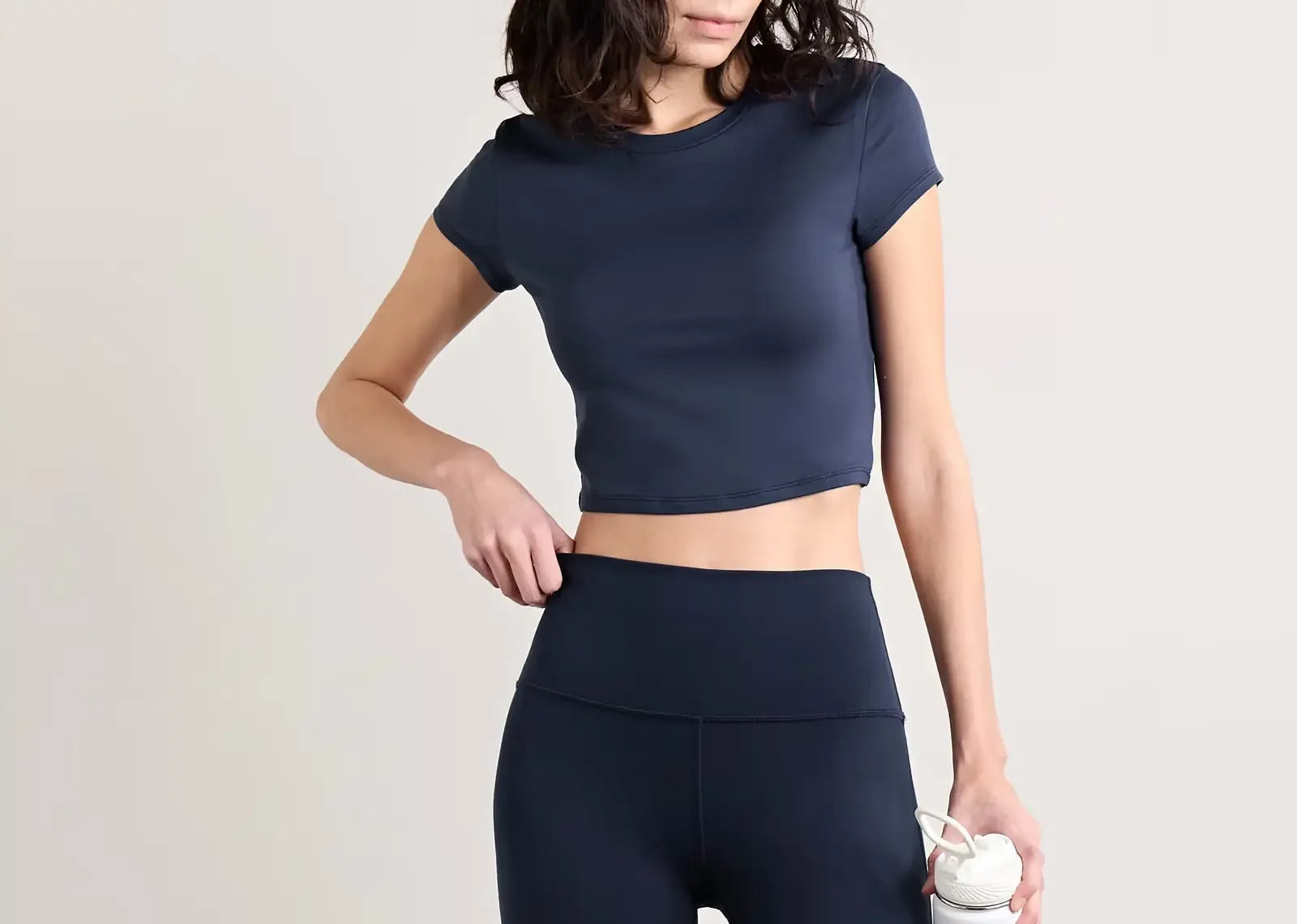 Alo Yoga Finesse Cropped Alosoft Jersey Top Navy