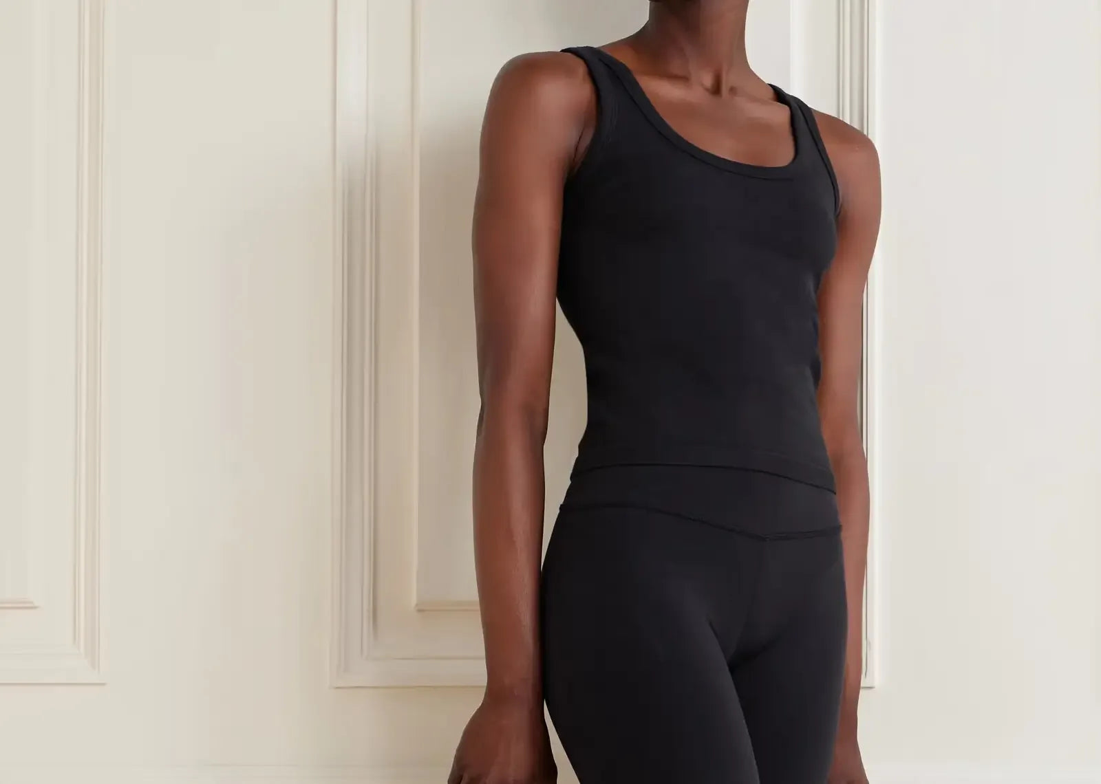 Alo Yoga Seamless Cotton-Blend Tank Top Black