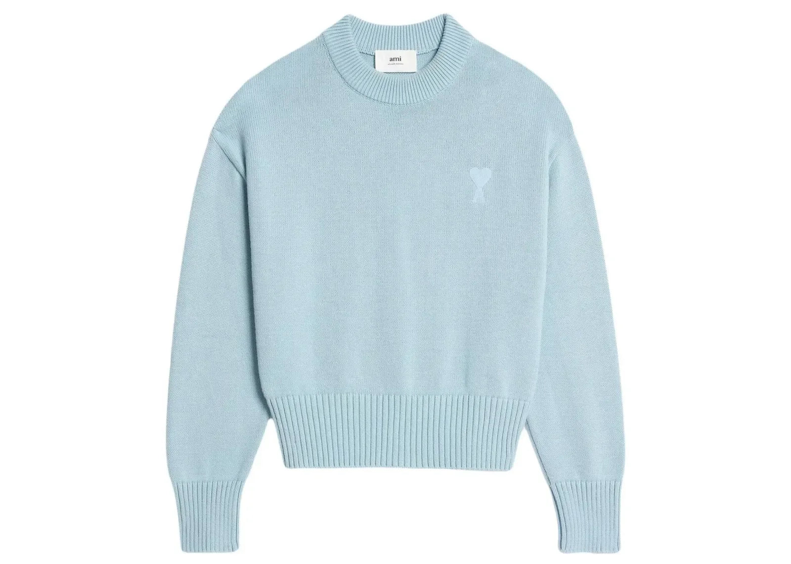 Ami Paris Ami De Coeur Embroidered Sweater Light Blue