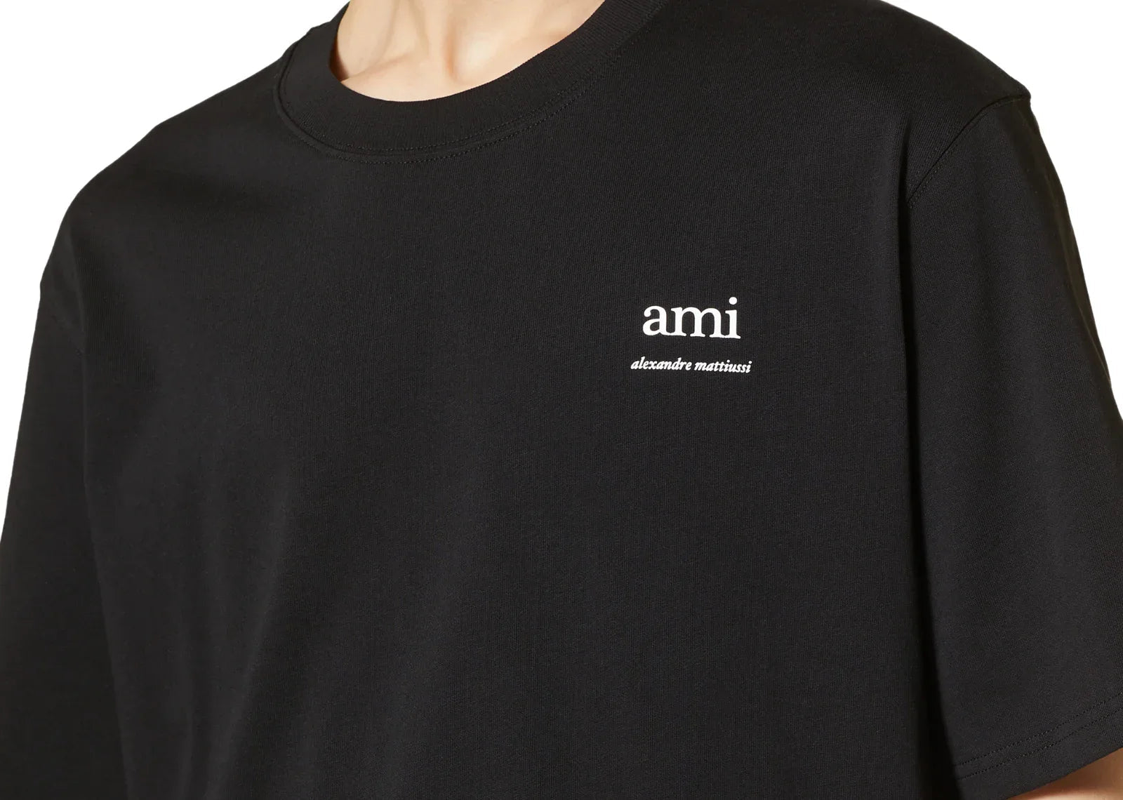 Ami Paris Logo Embroidered T-Shirt Black