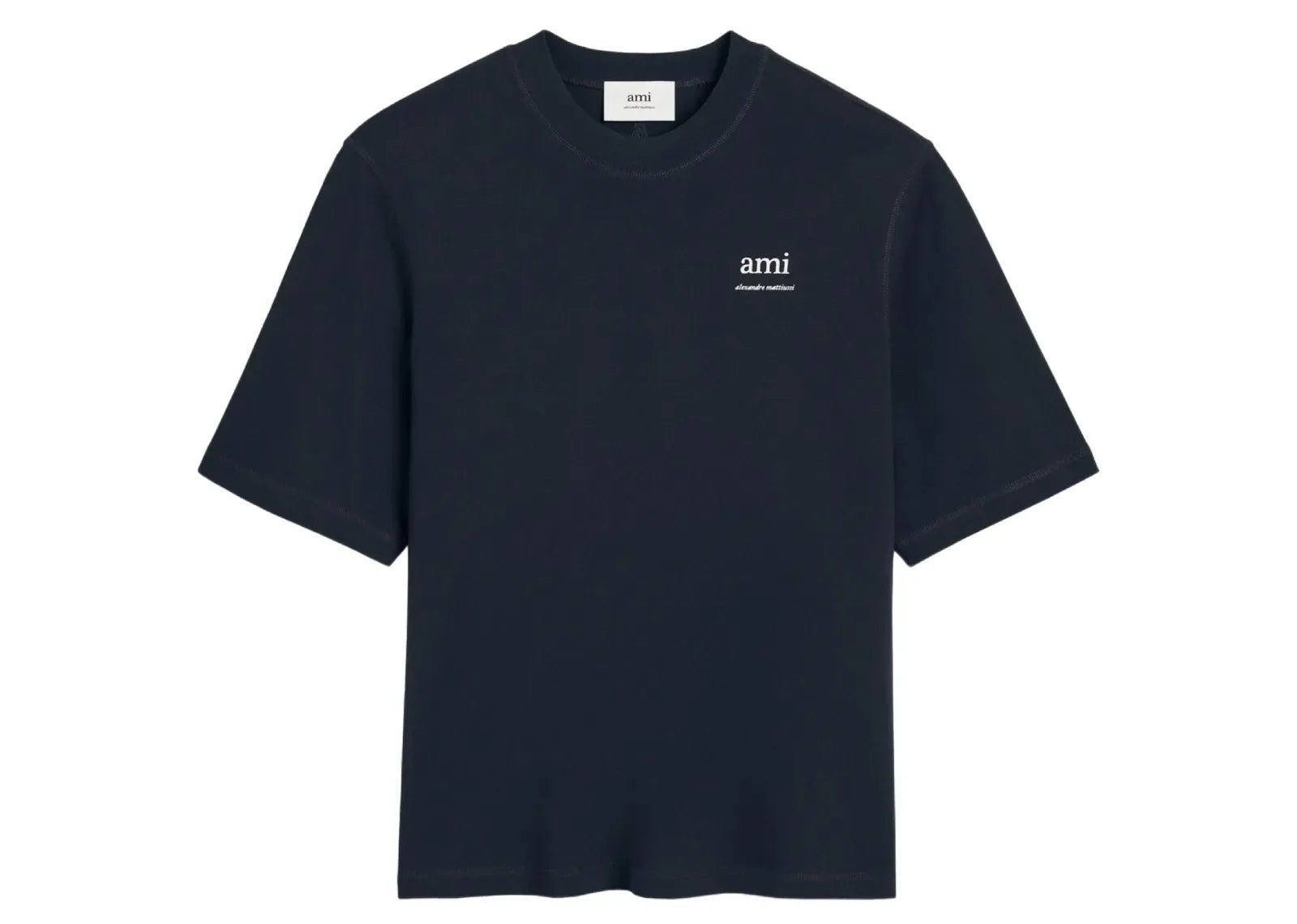 Ami Paris Logo Embroidered T-shirt Navy Blue