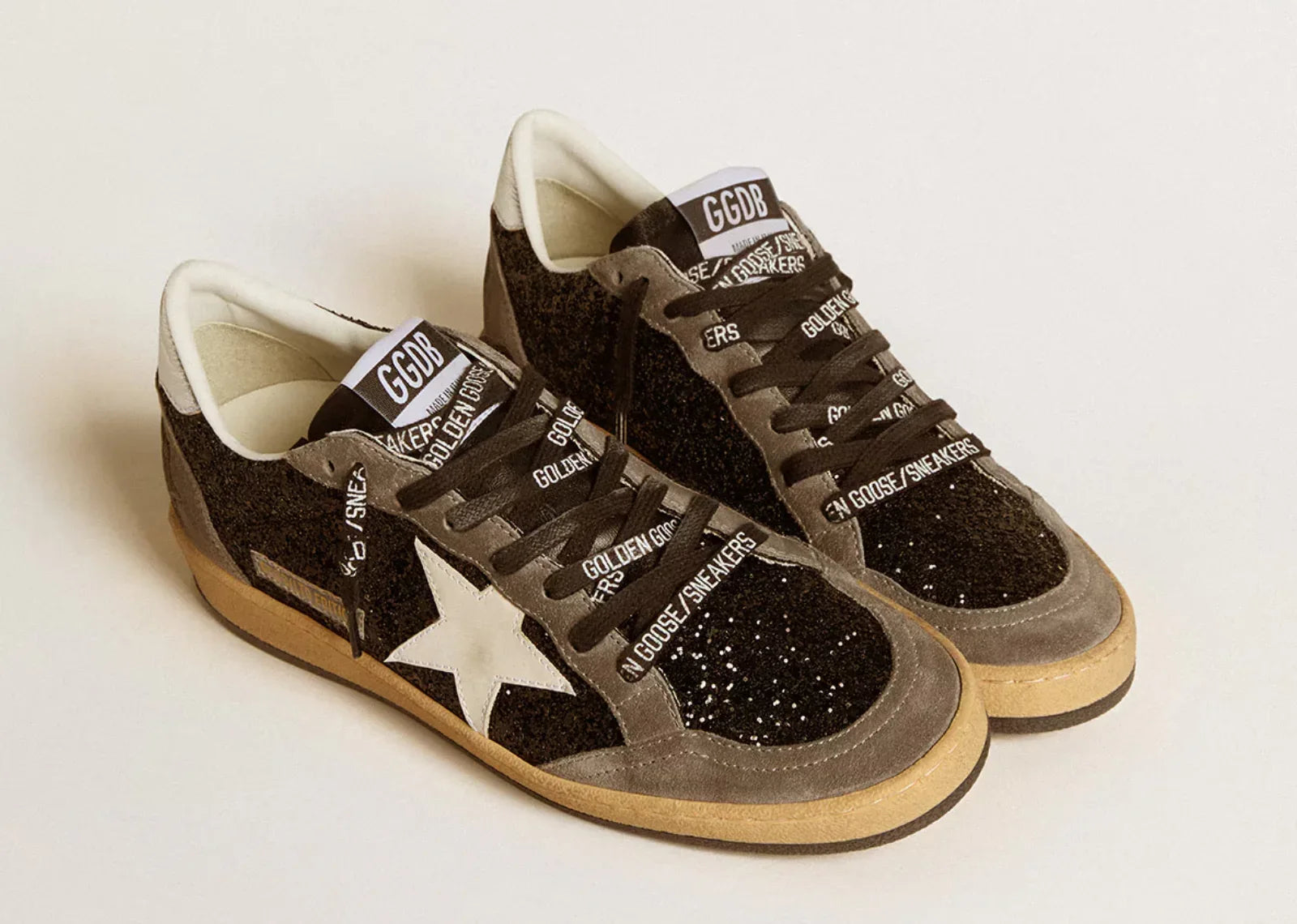 Golden Goose Ball-Star Black Glitter Gray White