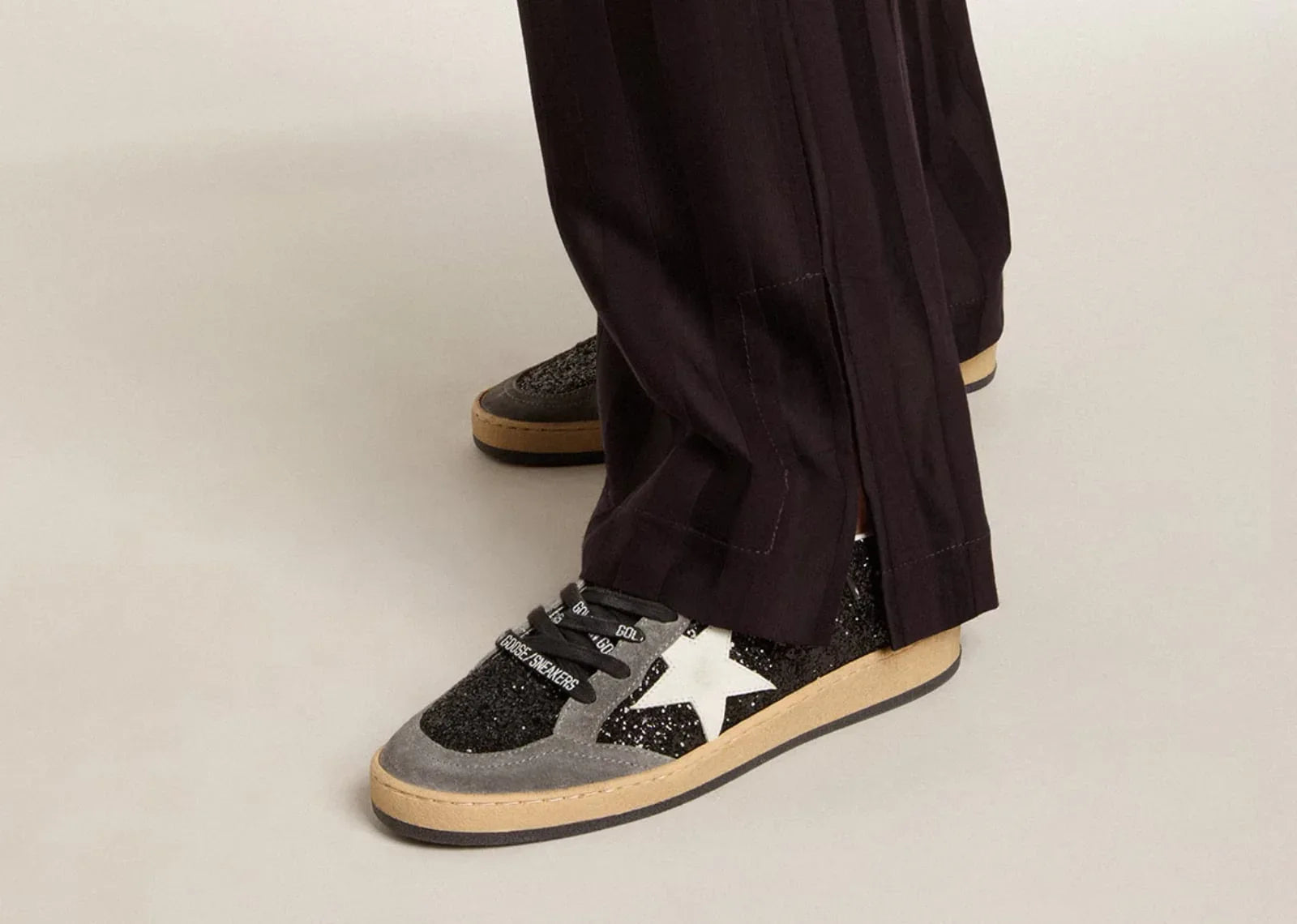 Golden Goose Ball-Star Black Glitter Gray White