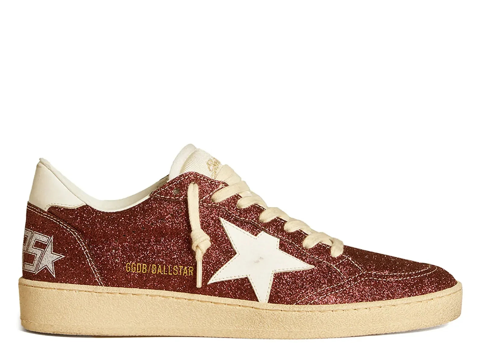 Golden Goose Ball-Star Burgundy Glitter White Star Heel