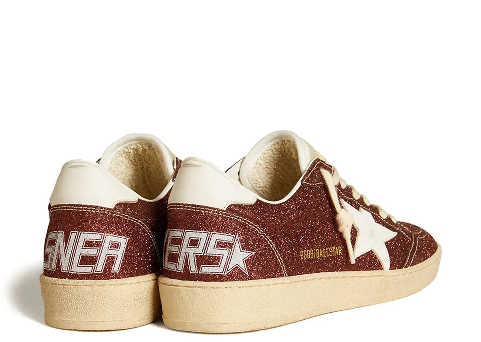 Golden Goose Ball-Star Burgundy Glitter White Star Heel