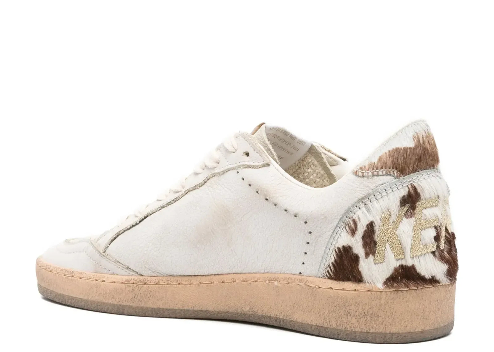Golden Goose Ball-Star Dirty White Leather Coffee Suede Star Animal Heel Platform
