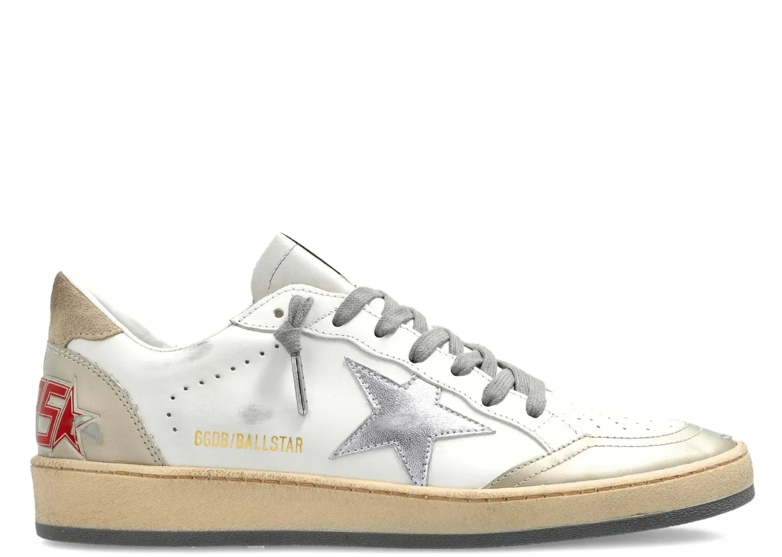 Golden Goose Ball-Star White Leather Silver Star