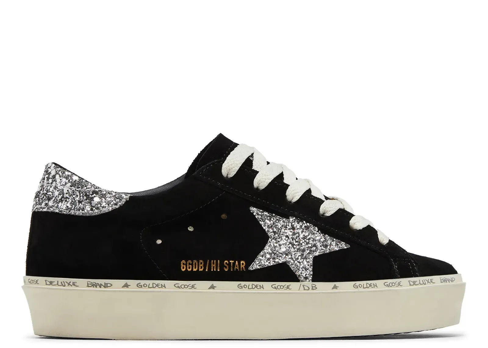Golden Goose Hi-Star Black Suede Glitter Heel