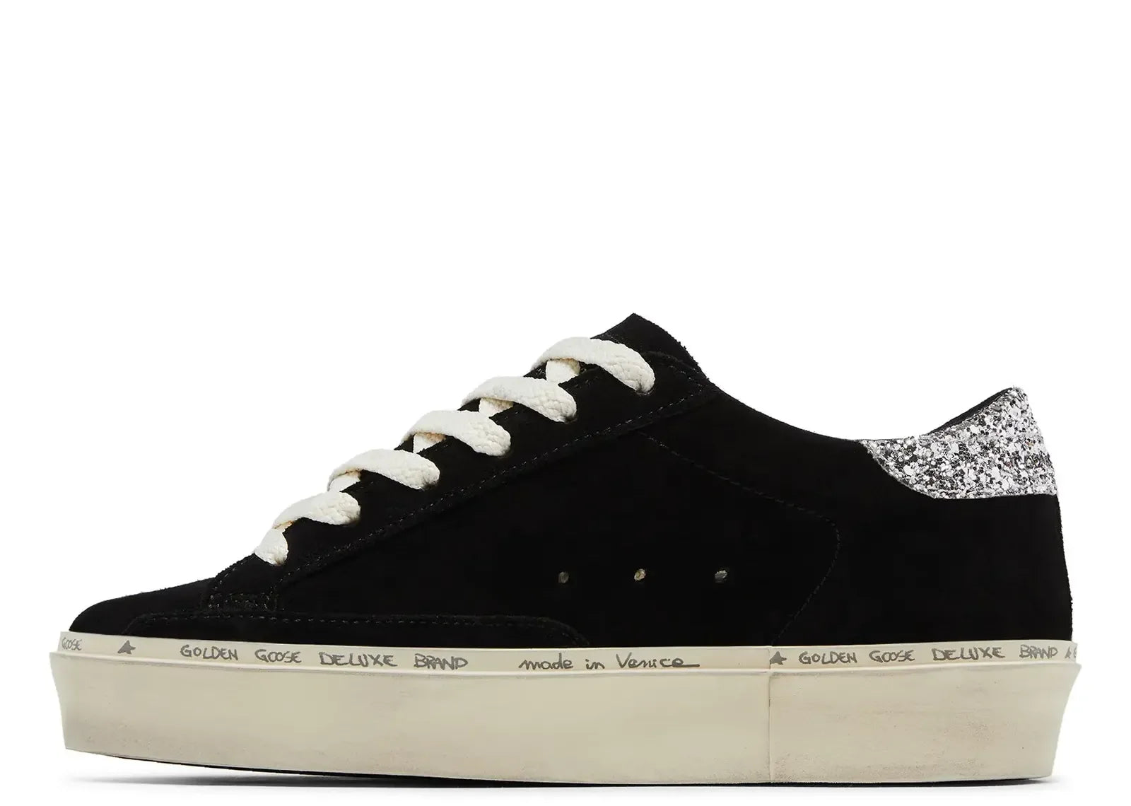 Golden Goose Hi-Star Black Suede Glitter Heel