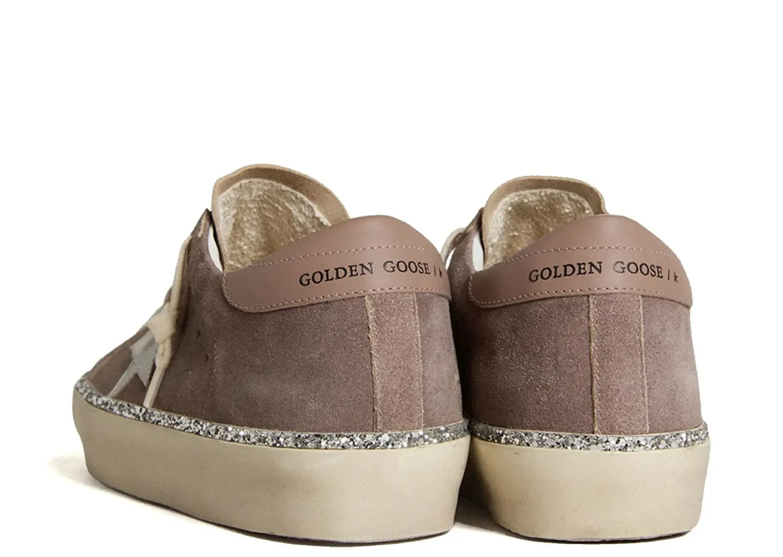 Golden Goose Hi-Star Brown Suede Silver Star Silver Glitter Foxing