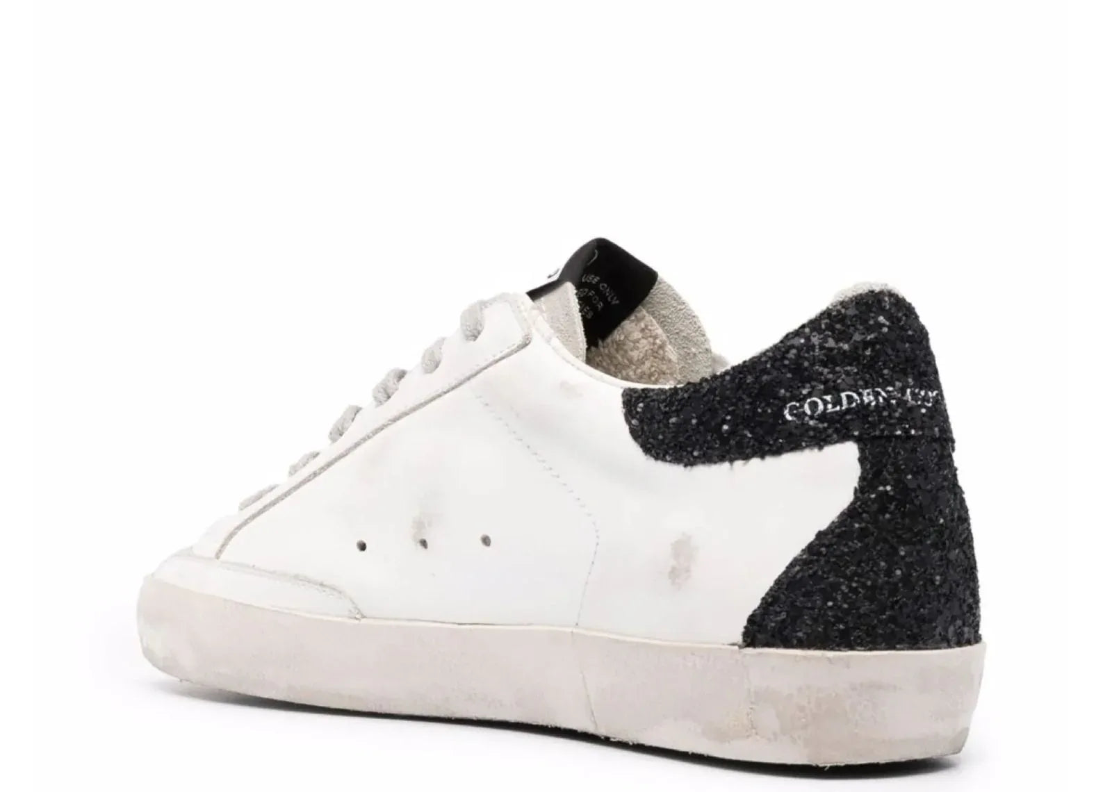 Golden Goose Super-Star Gold Glitter Star Black Glitter Heel