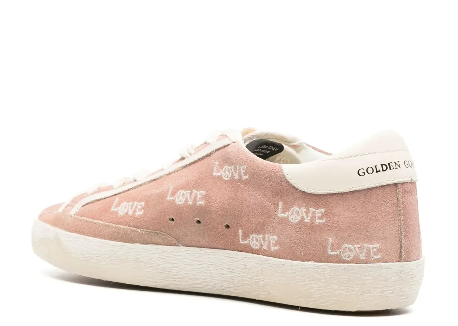Golden Goose Super-Star Powder Pink Suede Cream Star Heel Love Embroidery