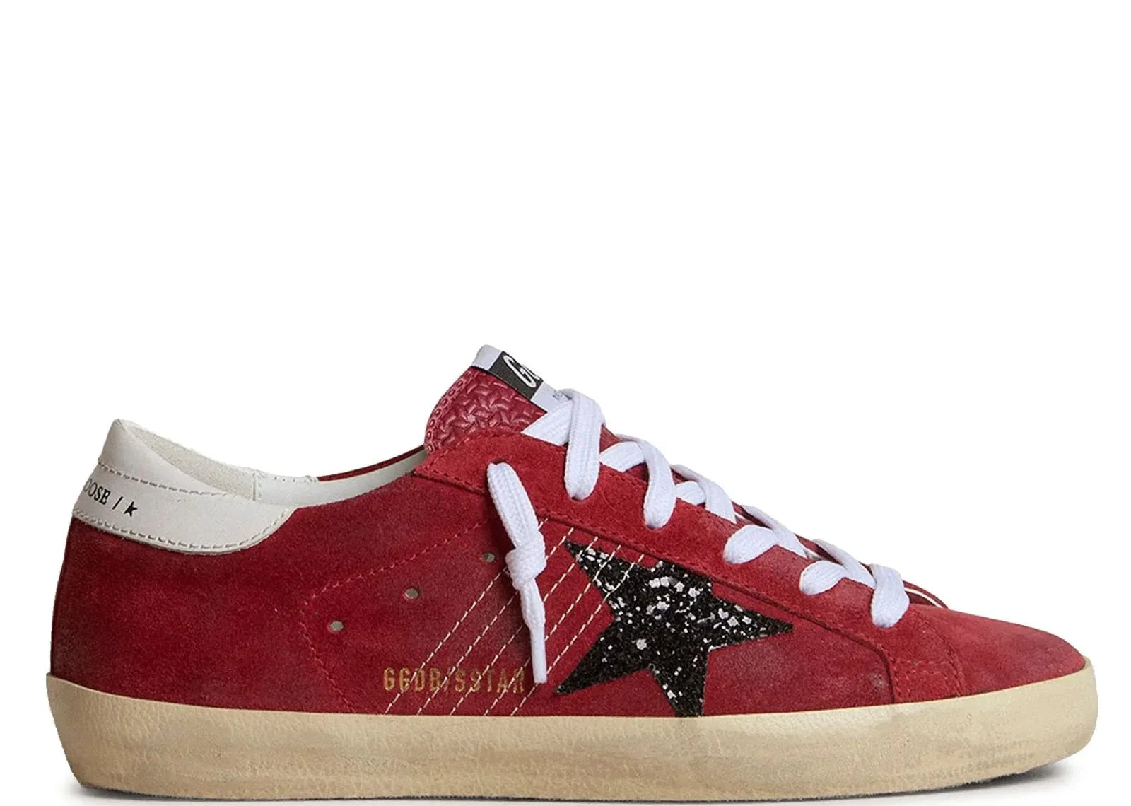 Golden Goose Super Star Red Suede With Glitter Star
