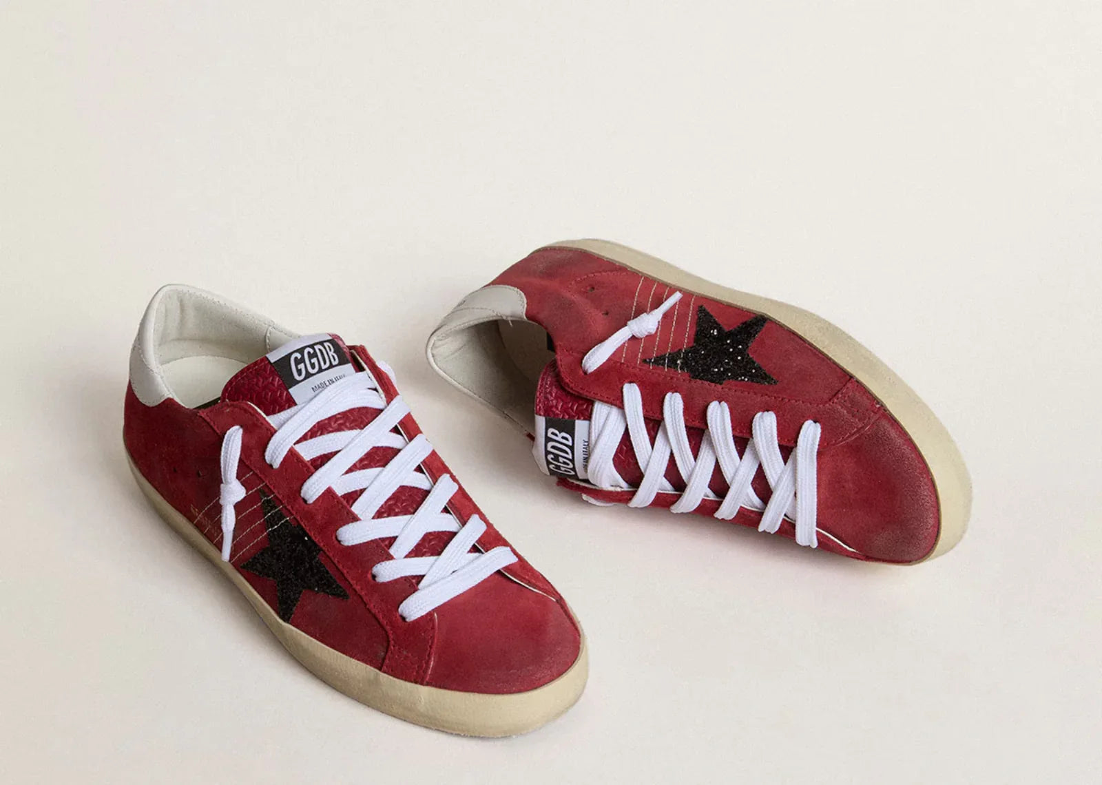 Golden Goose Super Star Red Suede With Glitter Star