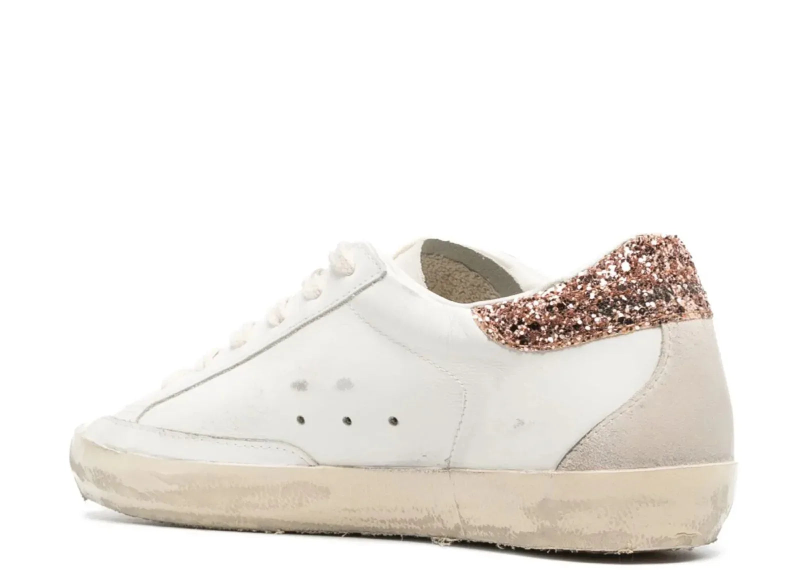 Golden Goose Super-Star Suede Star Peach Pink Glitter Heel Tab