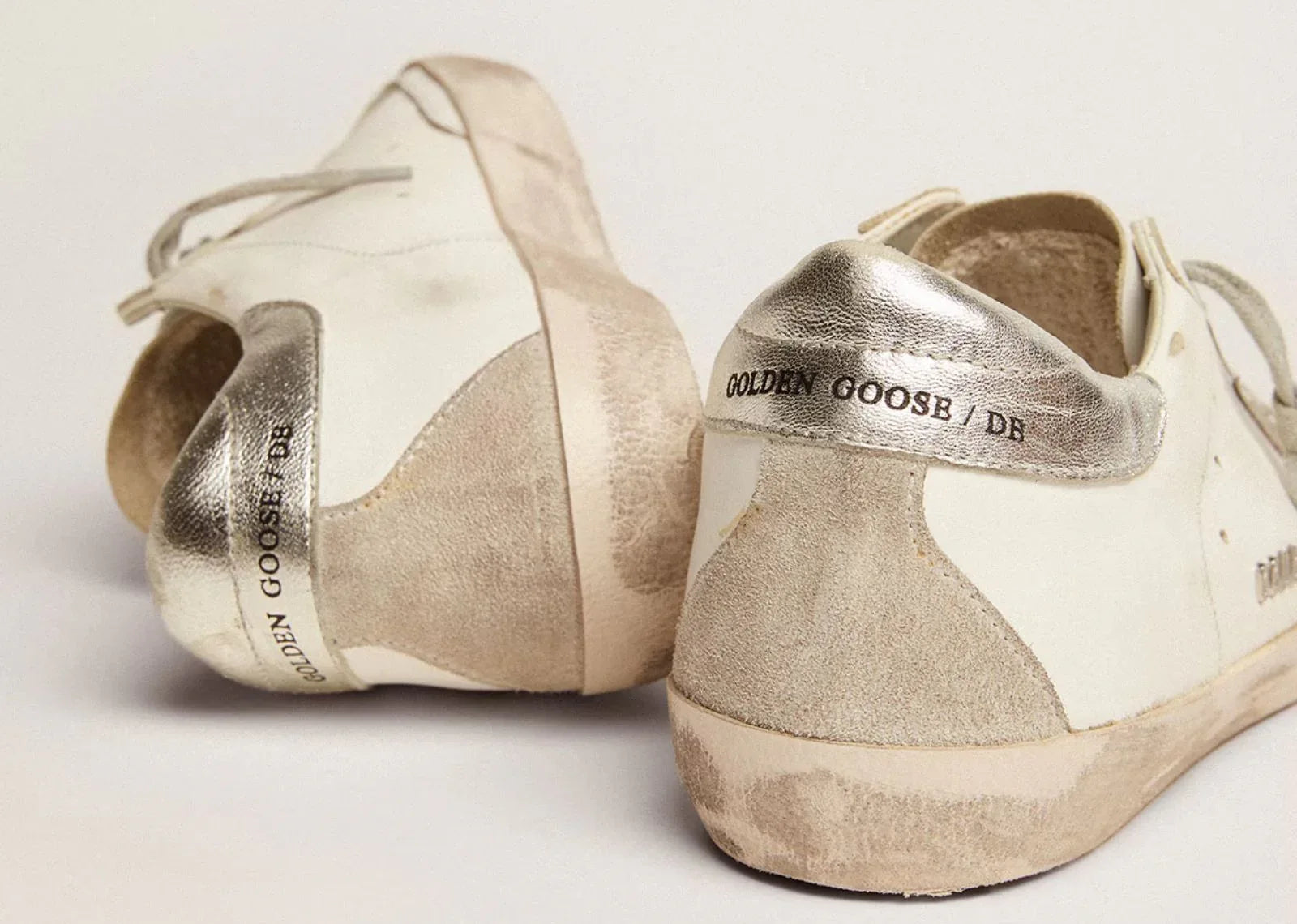 Golden Goose Super-Star White Ice Silver With Metal Stud Lettering