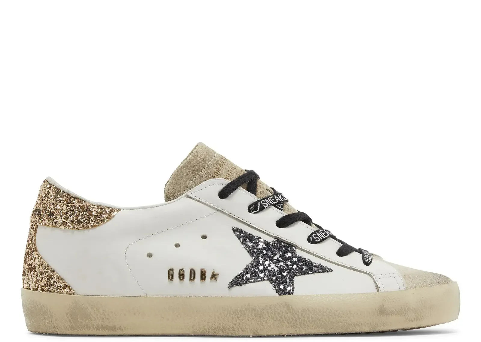 Golden Goose Super-Star White Leather Multicolor Glitter Star Heel