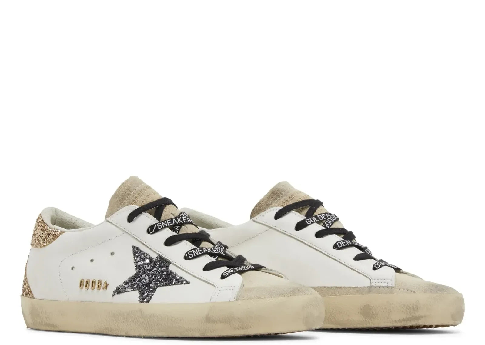 Golden Goose Super-Star White Leather Multicolor Glitter Star Heel