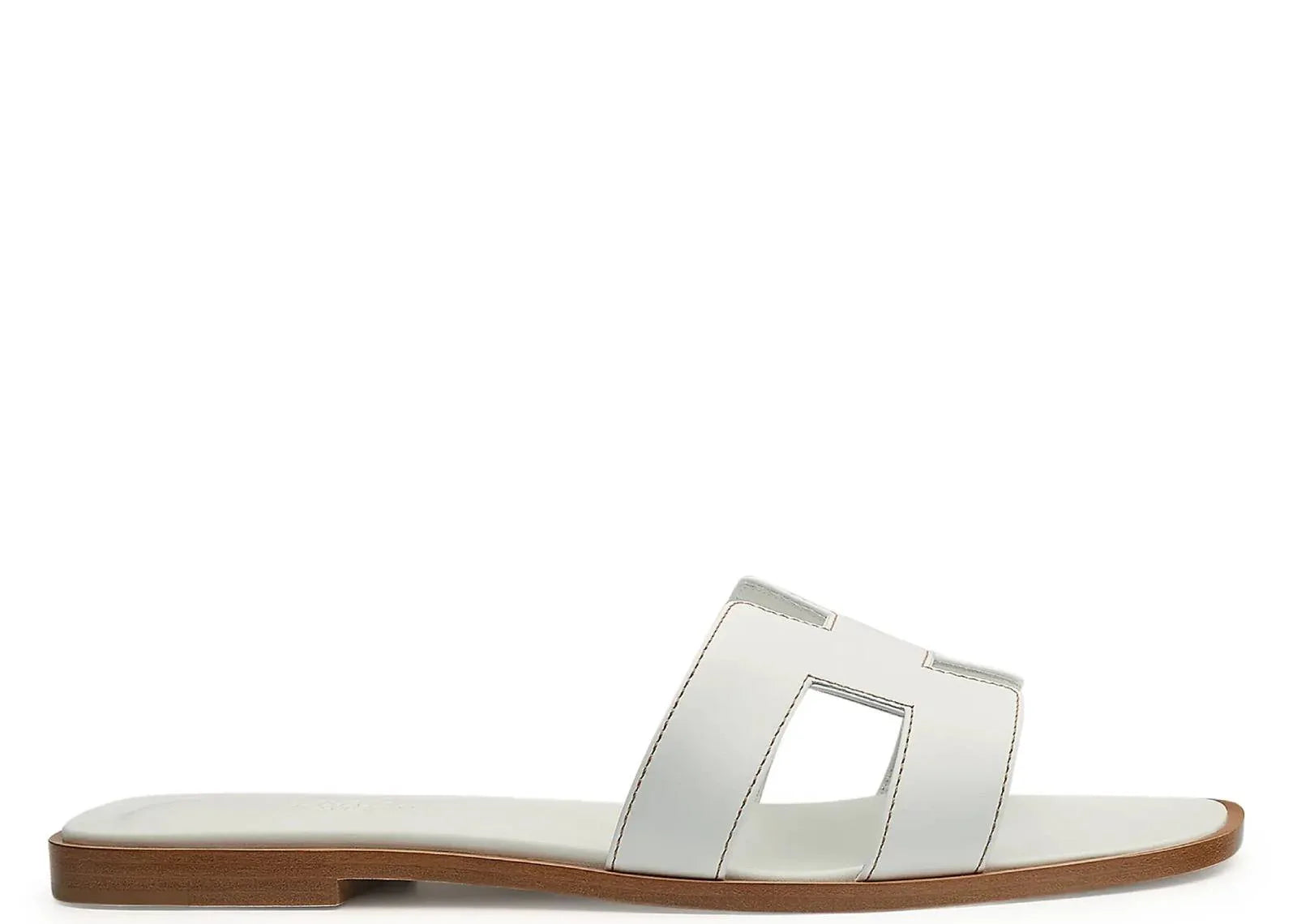 Hermes Oran Sandal Blanc Box Calfskin Leather