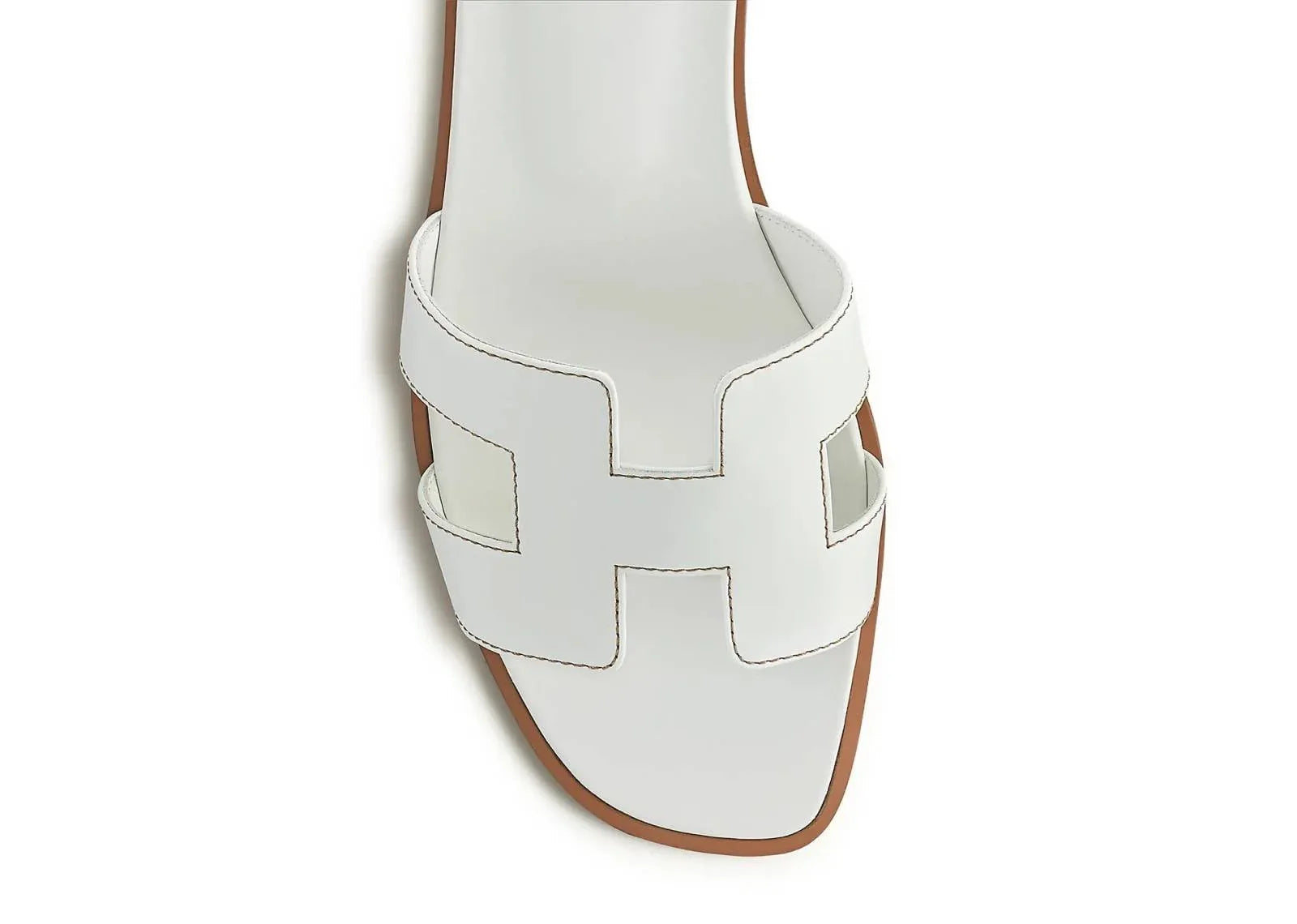 Hermes Oran Sandal Blanc Box Calfskin Leather
