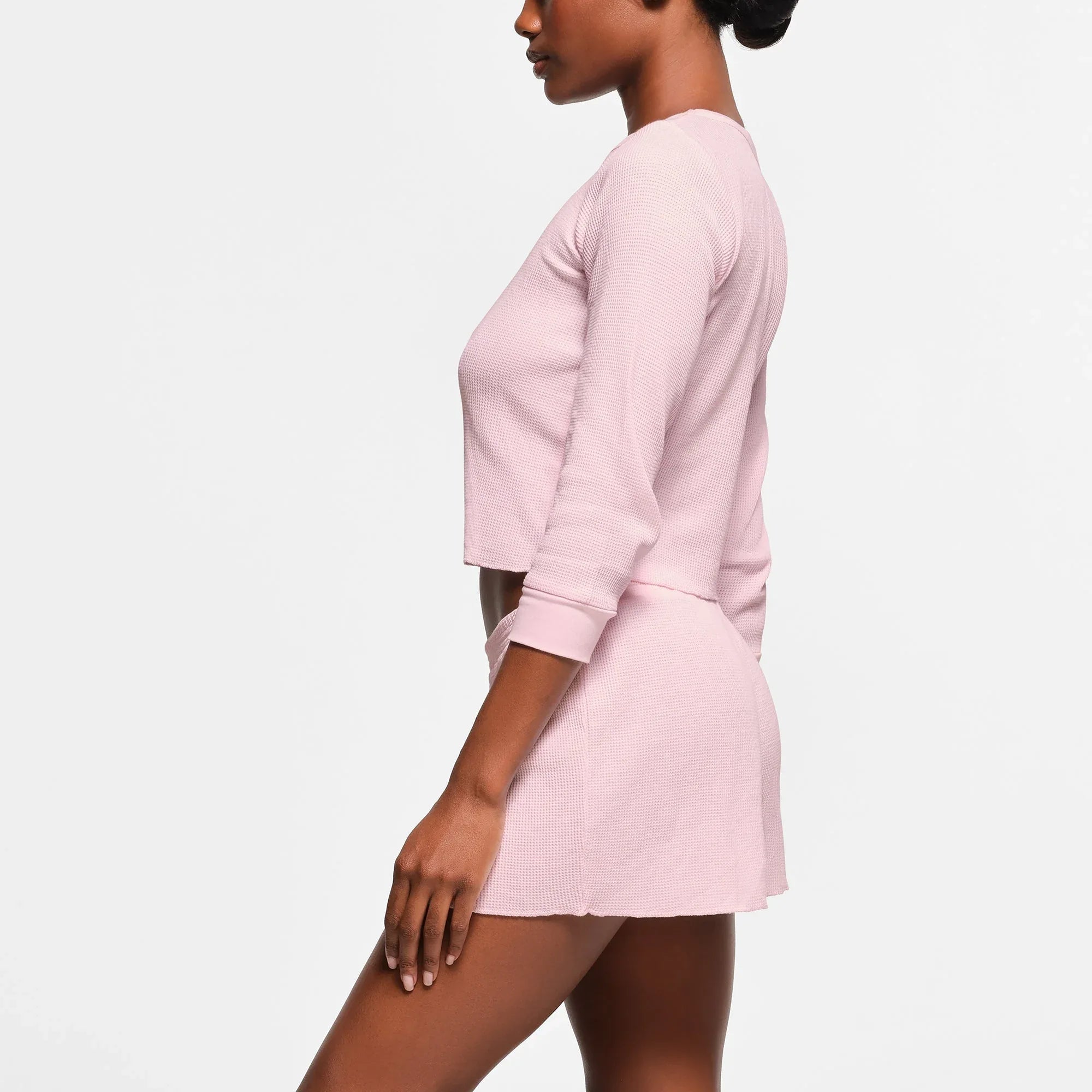 SKIMS WAFFLE LONG SLEEVE BABY TEE | CHERRY BLOSSOM - TİŞÖRT