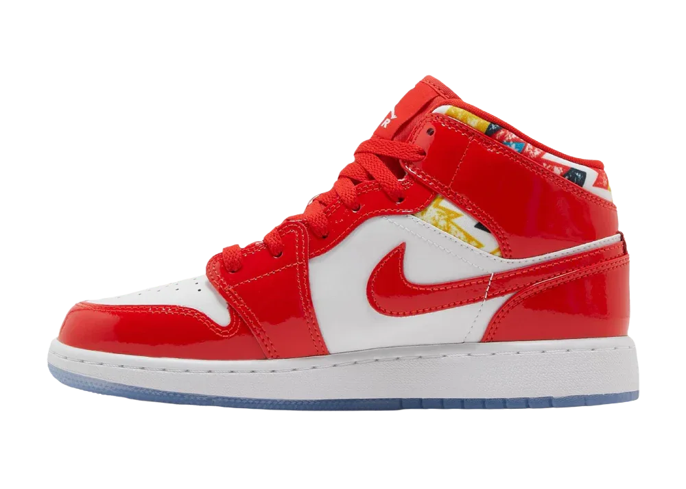 Nike Air Jordan 1 Mid Barcelona Sweater Red Patent (GS)