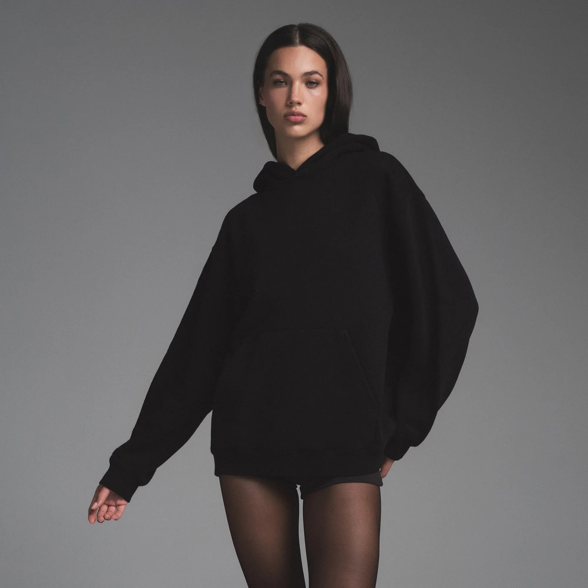 SKIMS VINTAGE FLEECE OVERSIZED HOODIE | WASHED ONYX - KAPŞONLU SWEATSHIRT