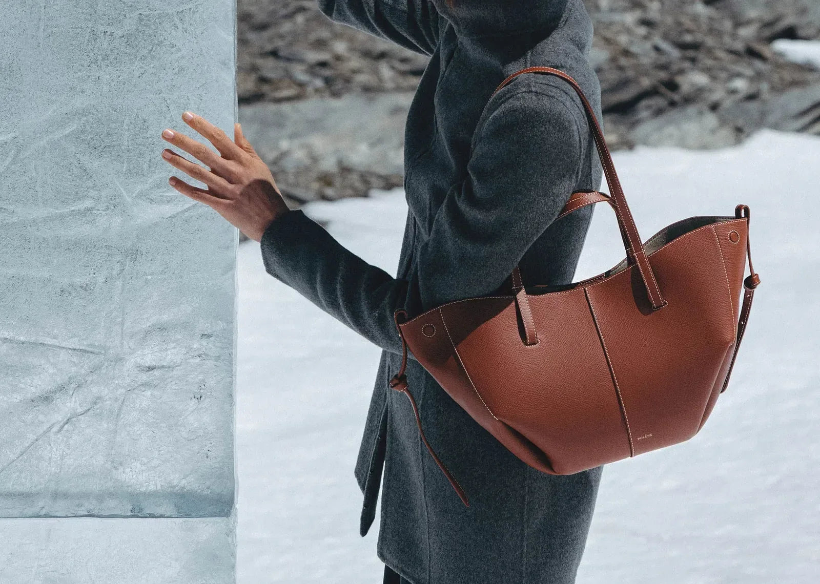 Polène Cyme Mini Edition Textured Cognac