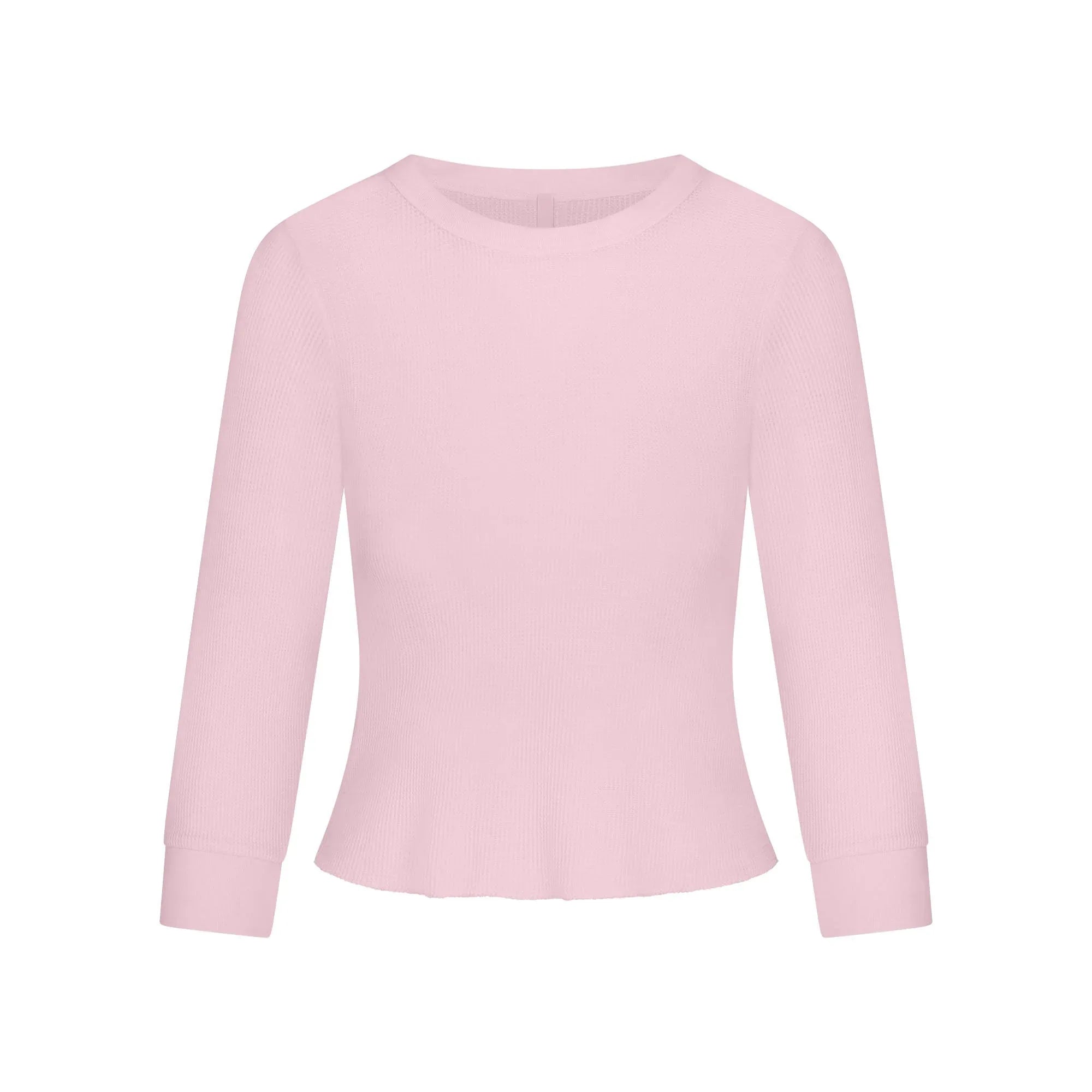 SKIMS WAFFLE LONG SLEEVE BABY TEE | CHERRY BLOSSOM - TİŞÖRT