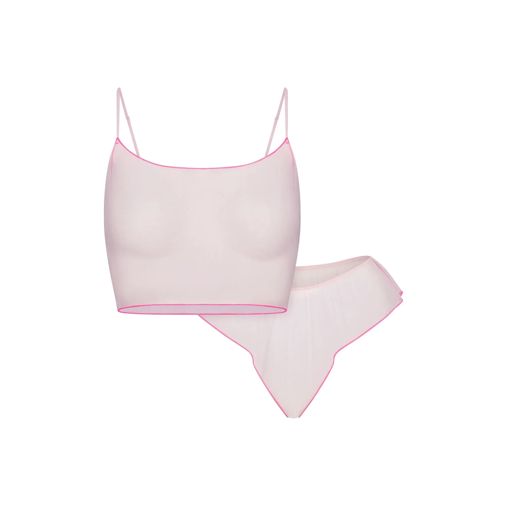SKIMS TULLE CAMI AND BRIEF SET | CHERRY BLOSSOM CONTRAST - TAKIM