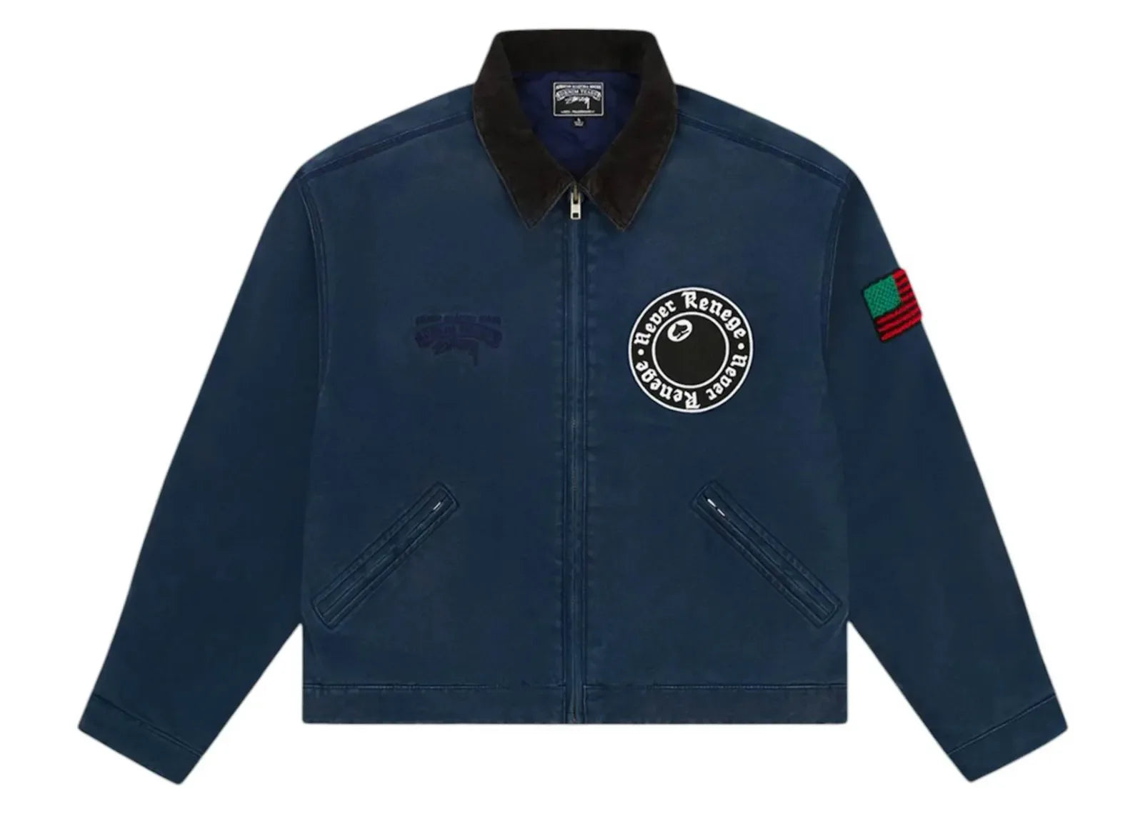 Denim Tears x Stussy Never Renege Canvas Work Jacket Navy Black