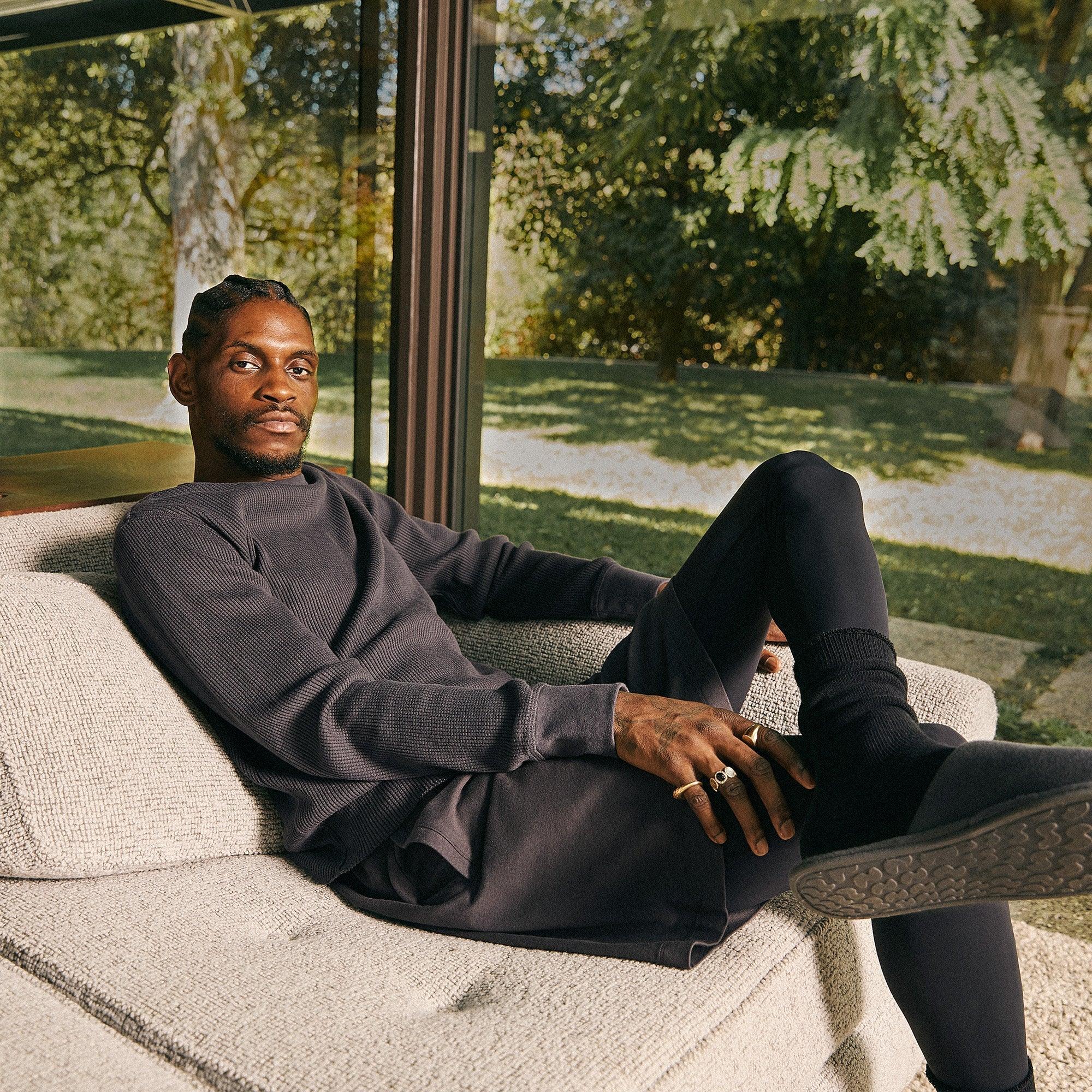 SKIMS WAFFLE MENS LONG SLEEVE T-SHIRT | ASH - TİŞÖRT