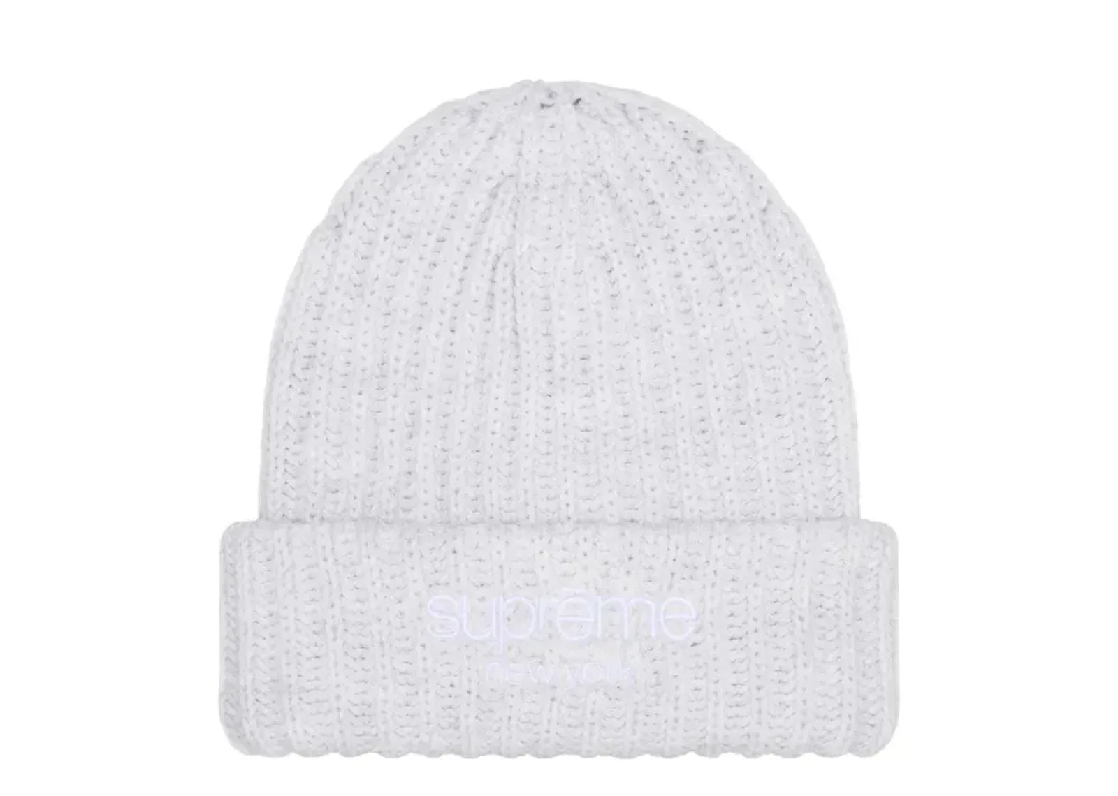 Supreme Chunky Rib Classic Logo Beanie White