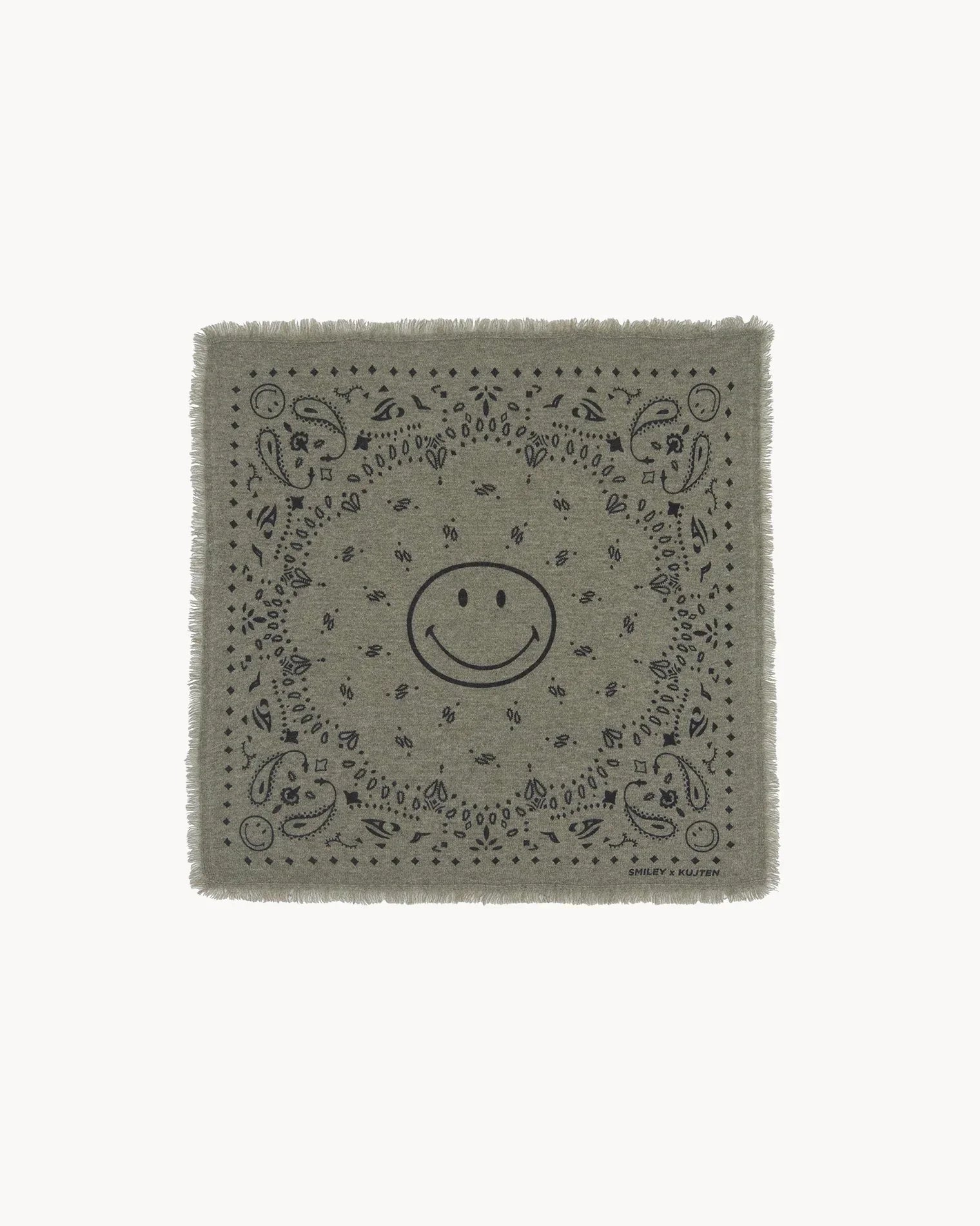 KUJTEN Small Bandana Hachi Smiley Marl Khaki - Bandana