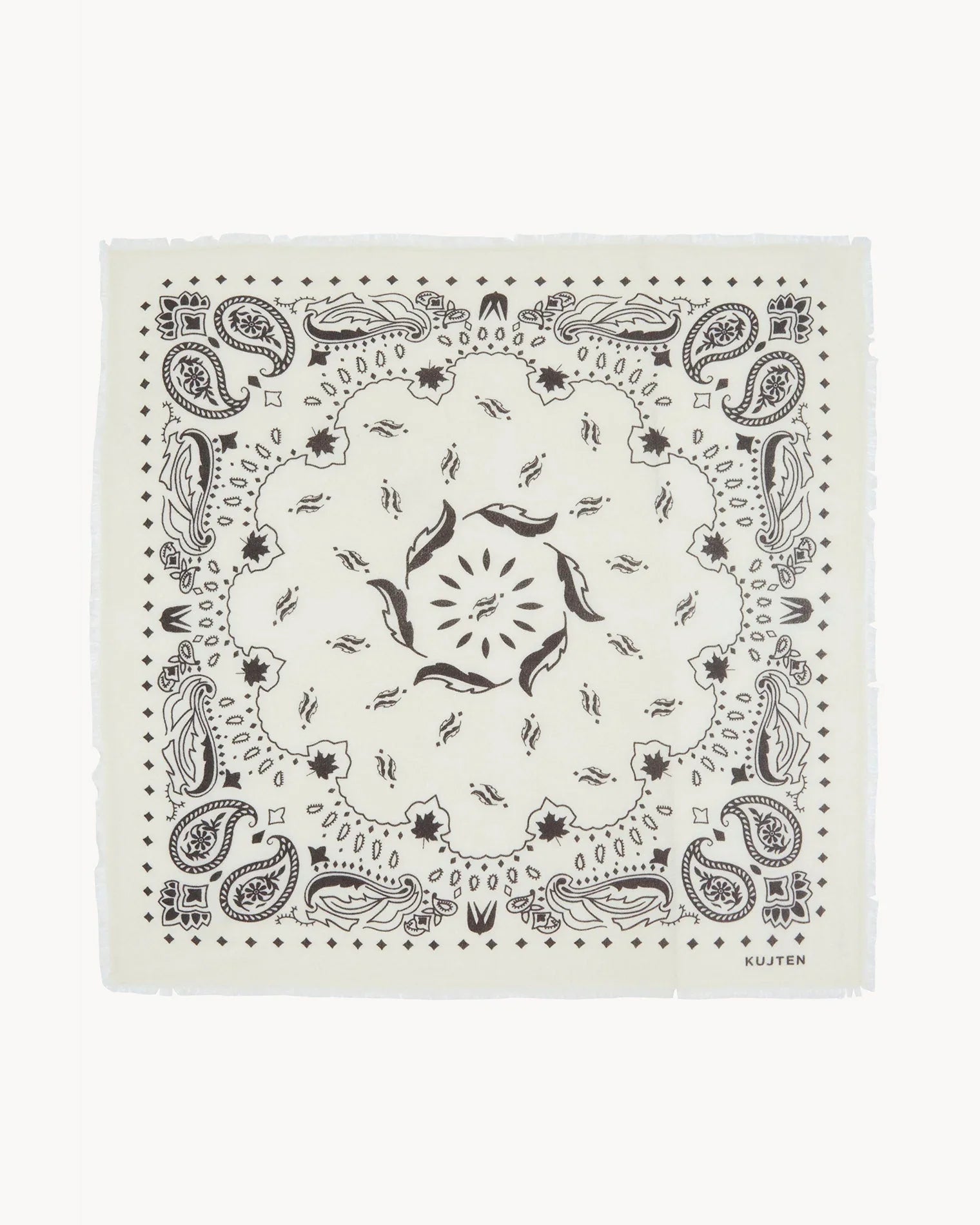 KUJTEN Large Bandana Hachiko Feather White Brown - Bandana