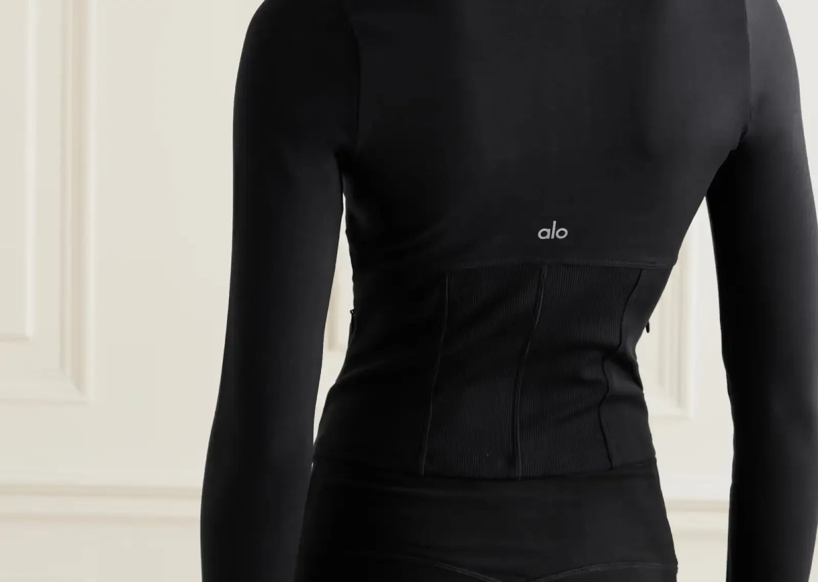 Alo Yoga Airbrush Ribbed Corset Jacket Black