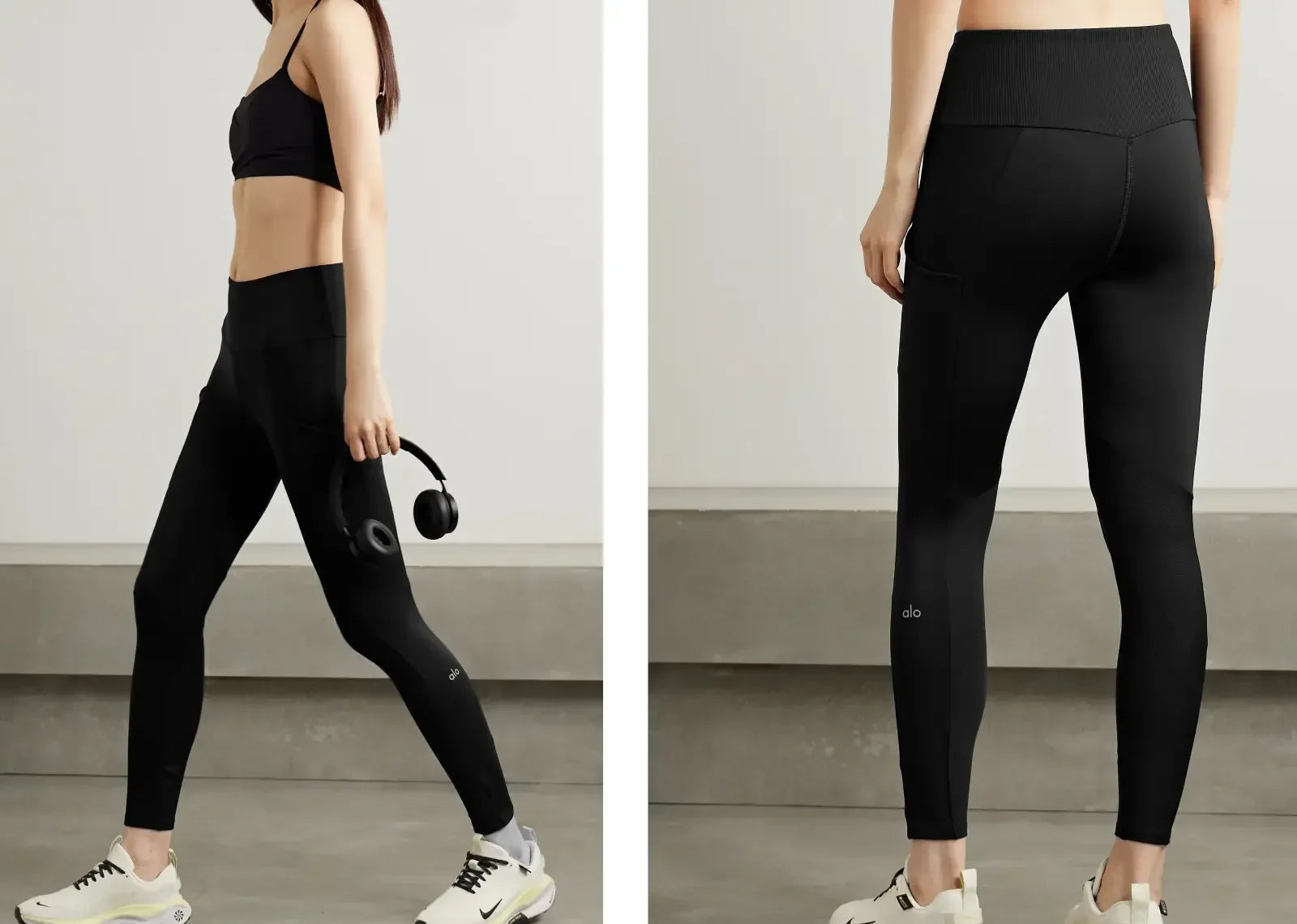 Alo Yoga Airlift Ribbed Stretch 7/8 Leggings Black