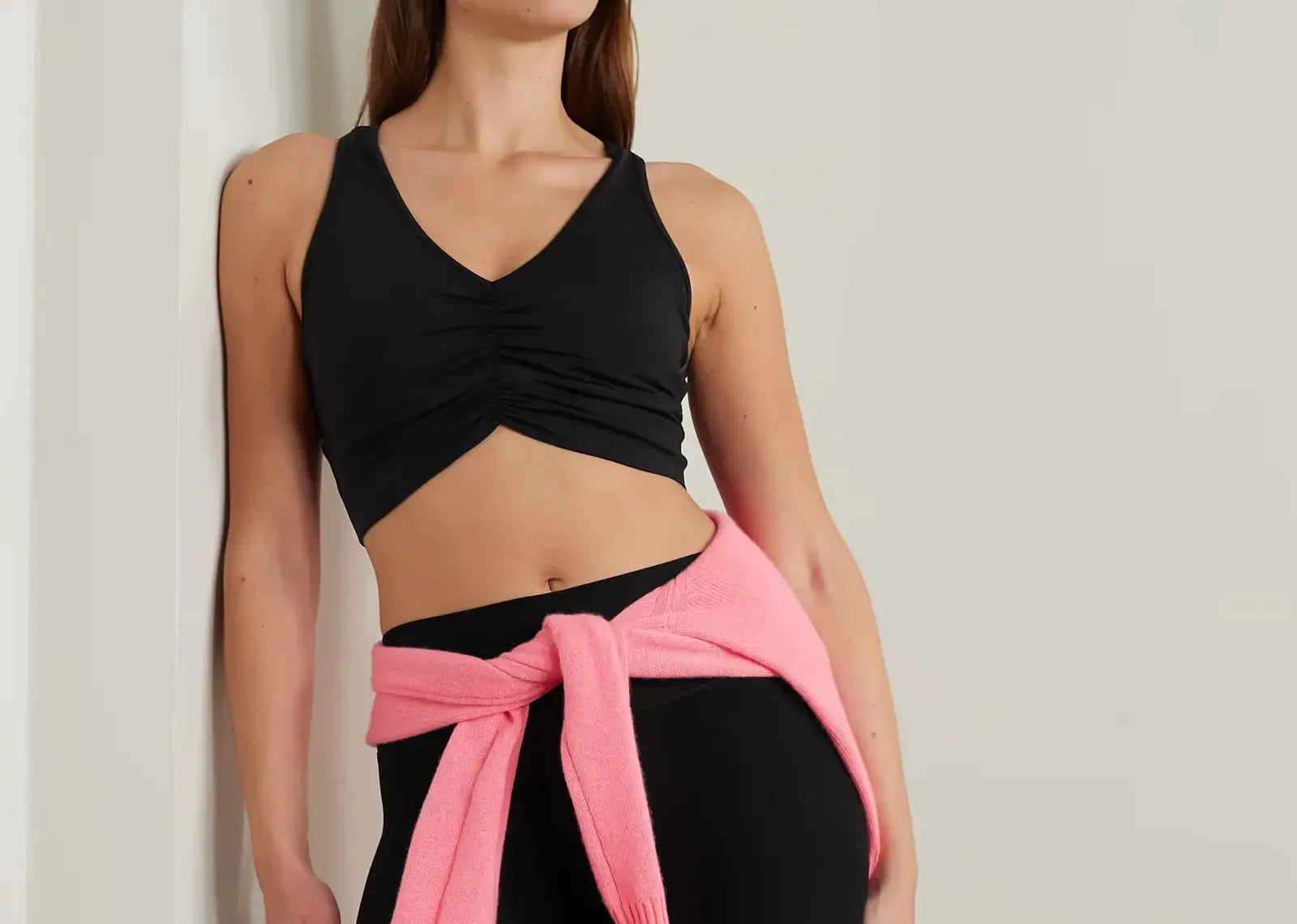 Alo Yoga Wild Thing Ruched Airbrush Sports Bra Black