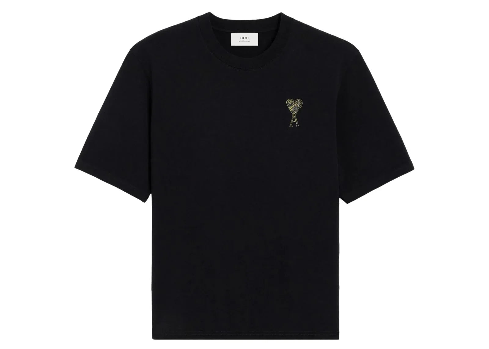 Ami Paris Ami De Coeur Crew Neck Logo Patch T-Shirt Black