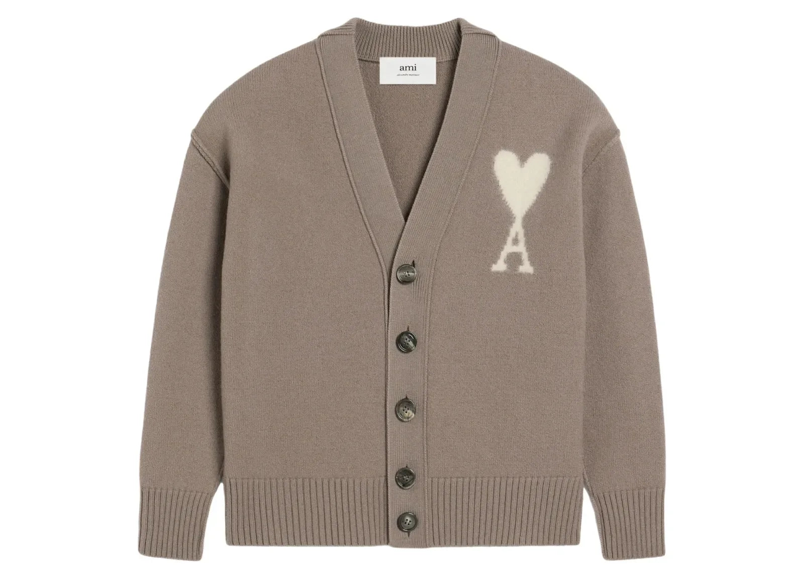 Ami Paris Ami De Coeur Cardigan Ash Grey