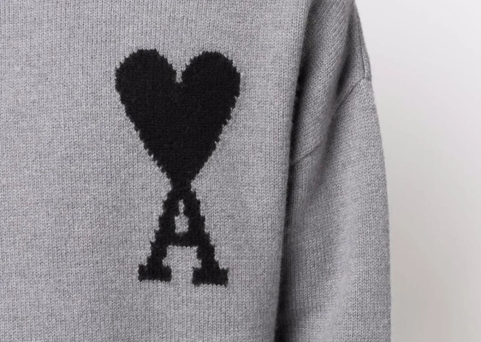 Ami Paris Ami De Coeur Roll Neck Jumper Grey