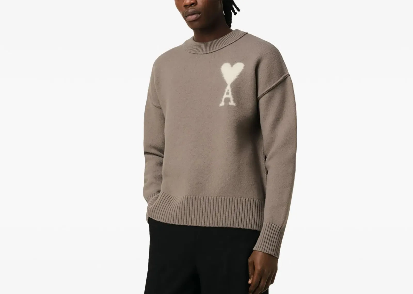 Ami Paris Ami De Coeur Sweater Ash Grey