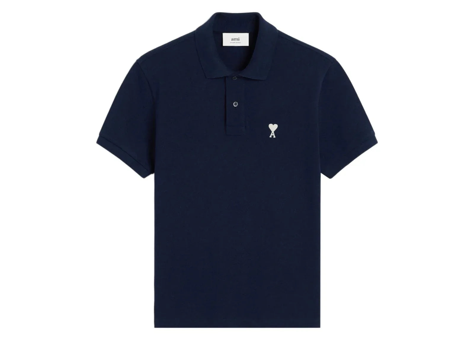 Ami Paris Embroidered Logo Polo T-Shirt Navy Blue
