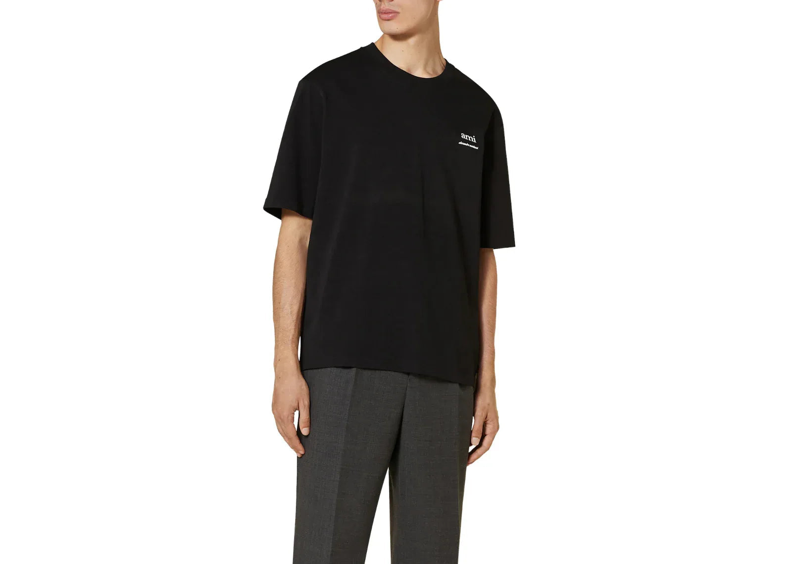 Ami Paris Logo Embroidered T-Shirt Black