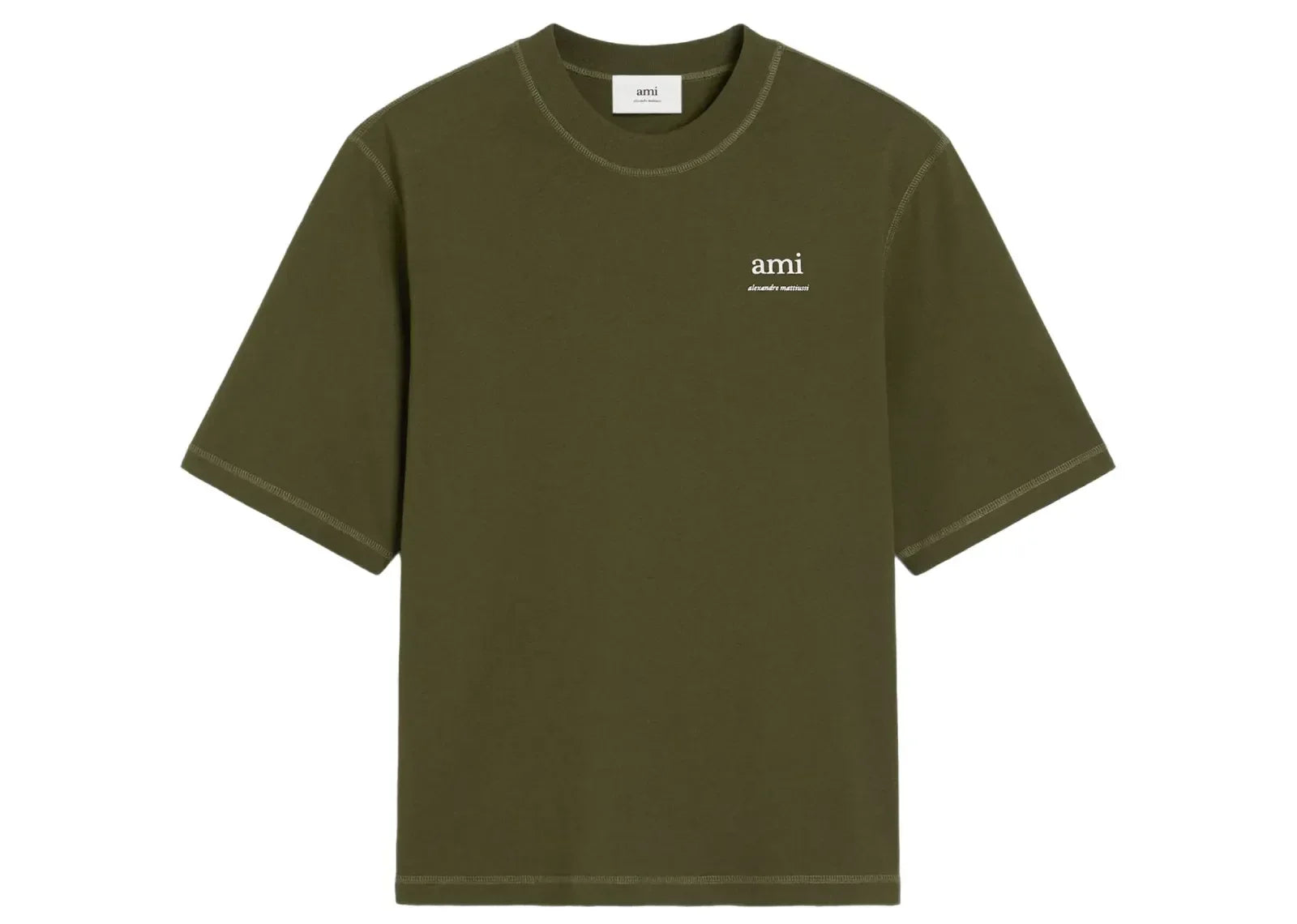 Ami Paris Logo Embroidered T-Shirt Green
