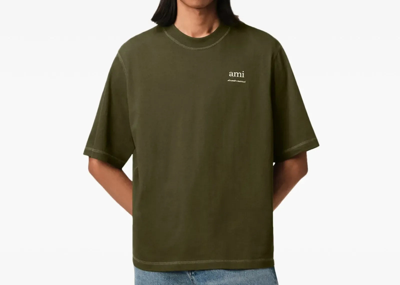 Ami Paris Logo Embroidered T-Shirt Green